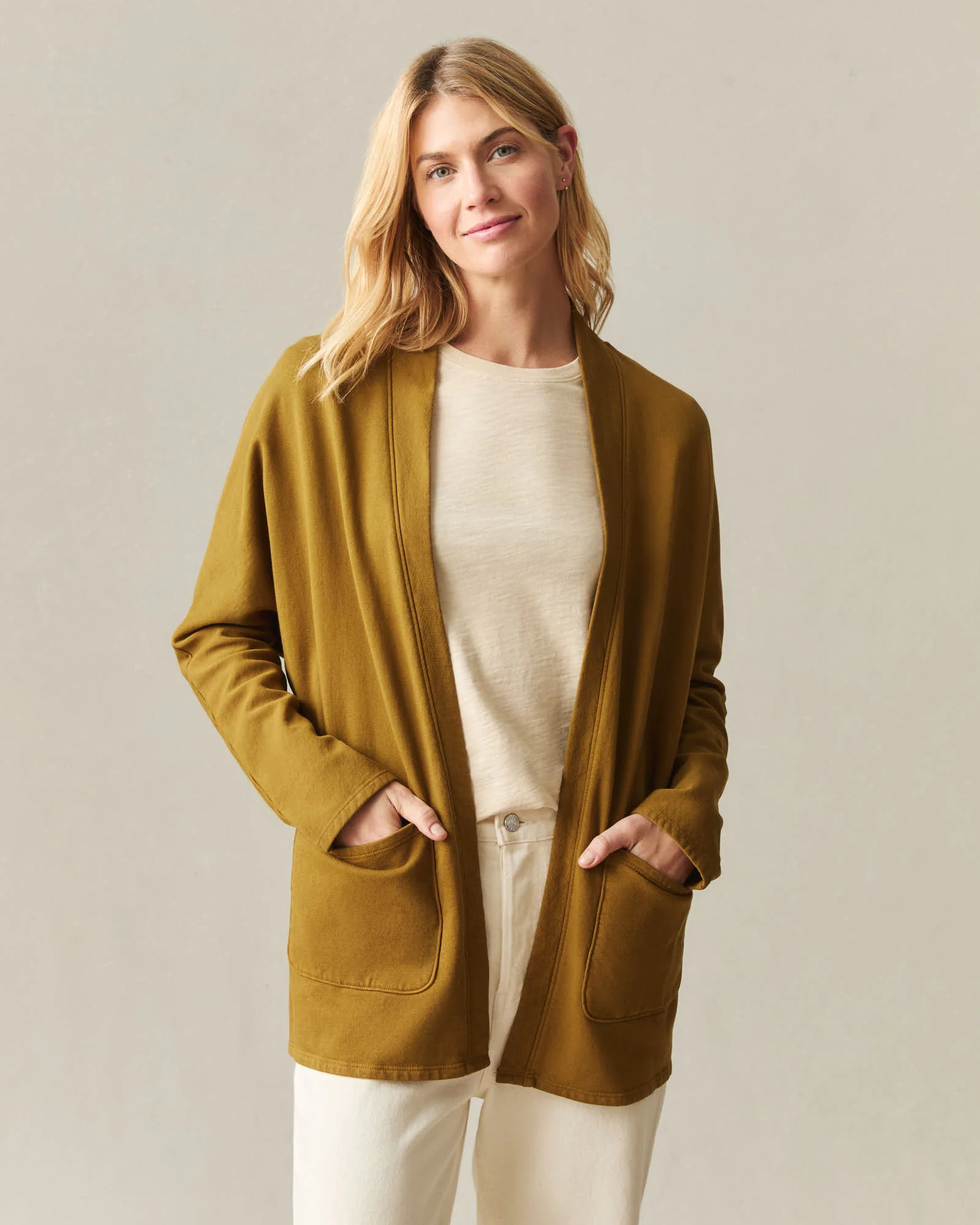 Women's French Terry Cardigan  - Tapenade - Image 2