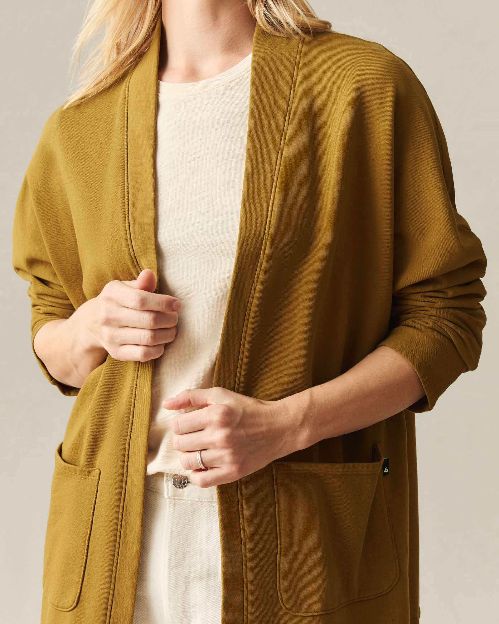 Women's French Terry Cardigan  - Tapenade - Image 4