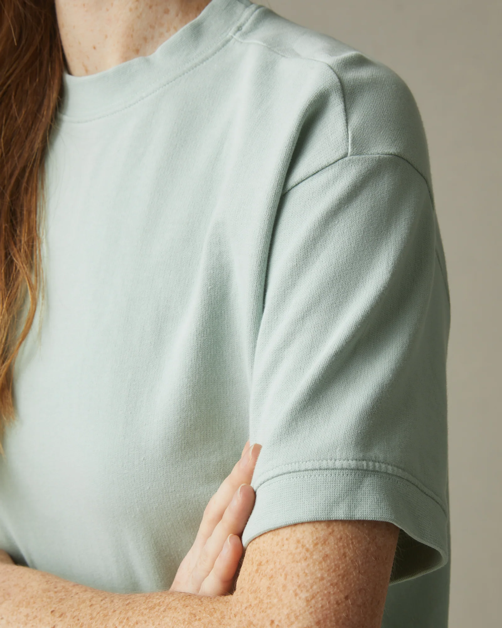 Women's French Terry Short Sleeve Sweatshirt - Aqua Grey - Image 3