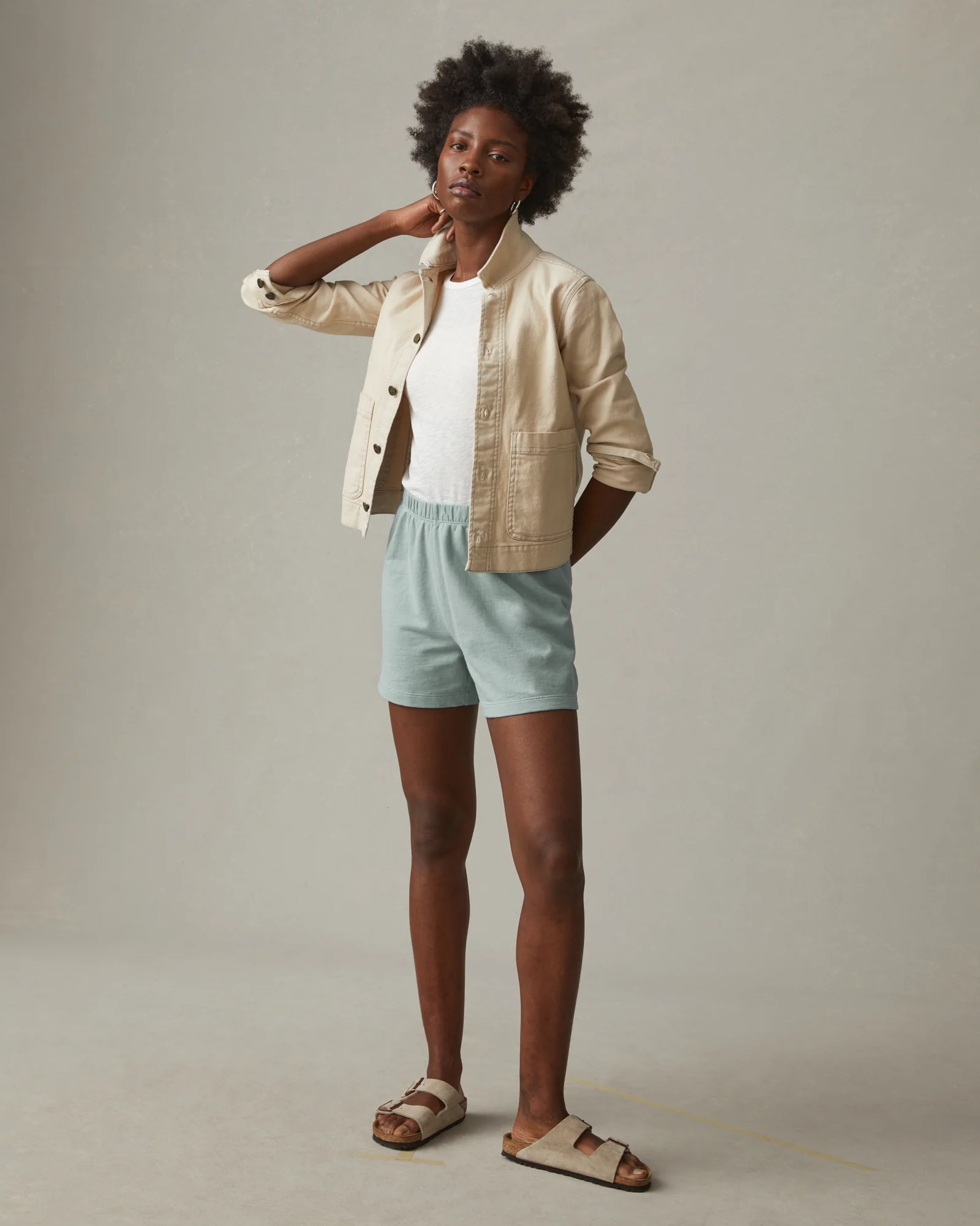 Women's French Terry Sweatshort - Aqua Grey - Image 3