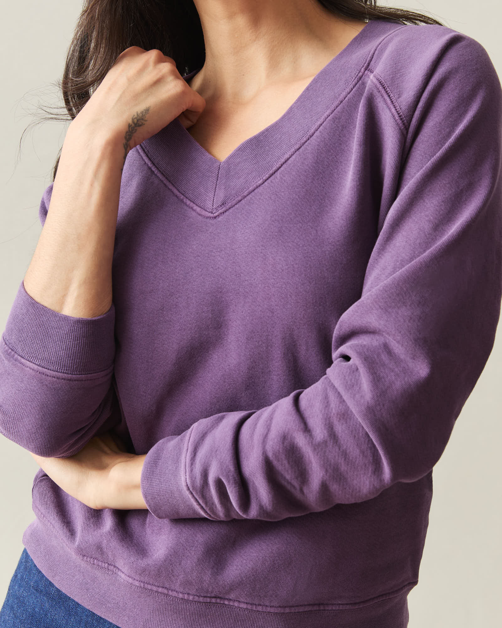 Women's French Terry V-Neck - Shadow Purple - Image 4