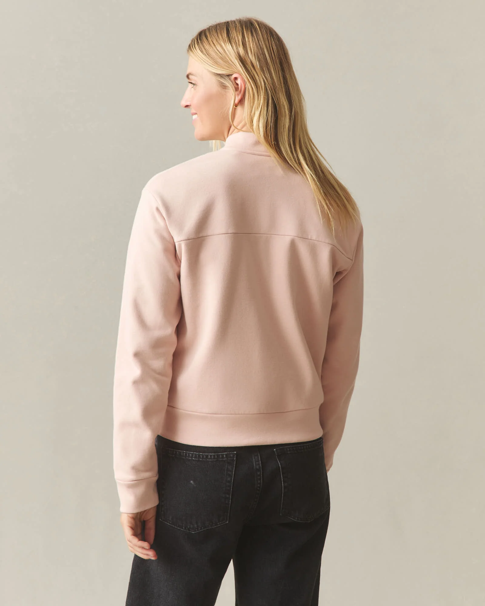 Women's Fleece Bomber Jacket - Cameo Rose - Image 3