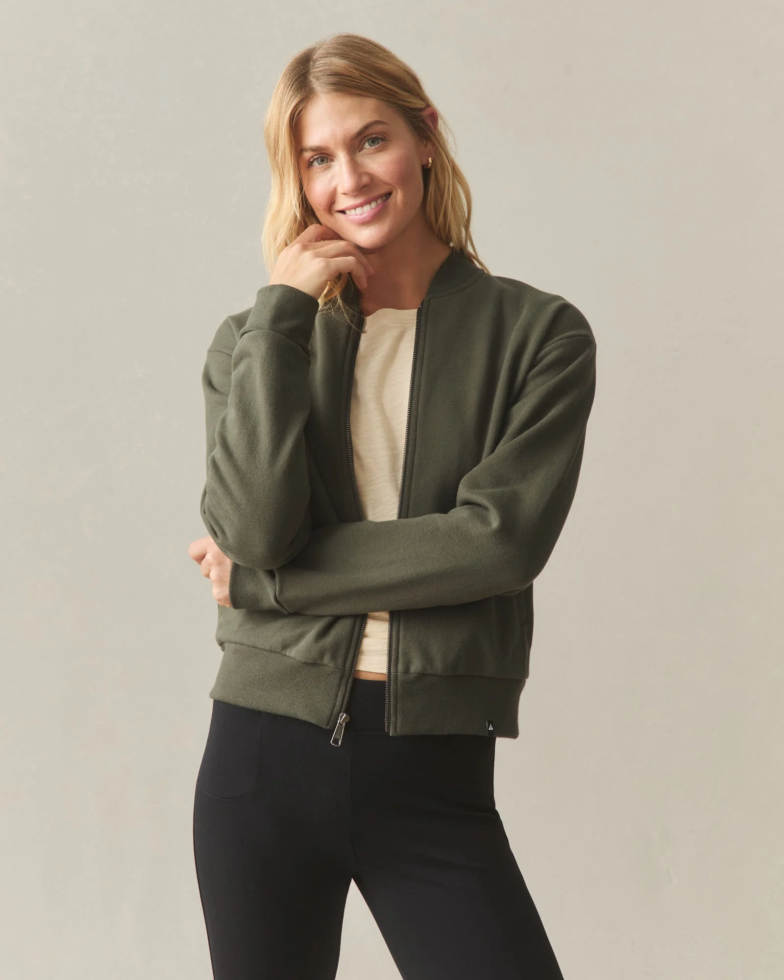 Women's Fleece Bomber Jacket - Loden - Image 2