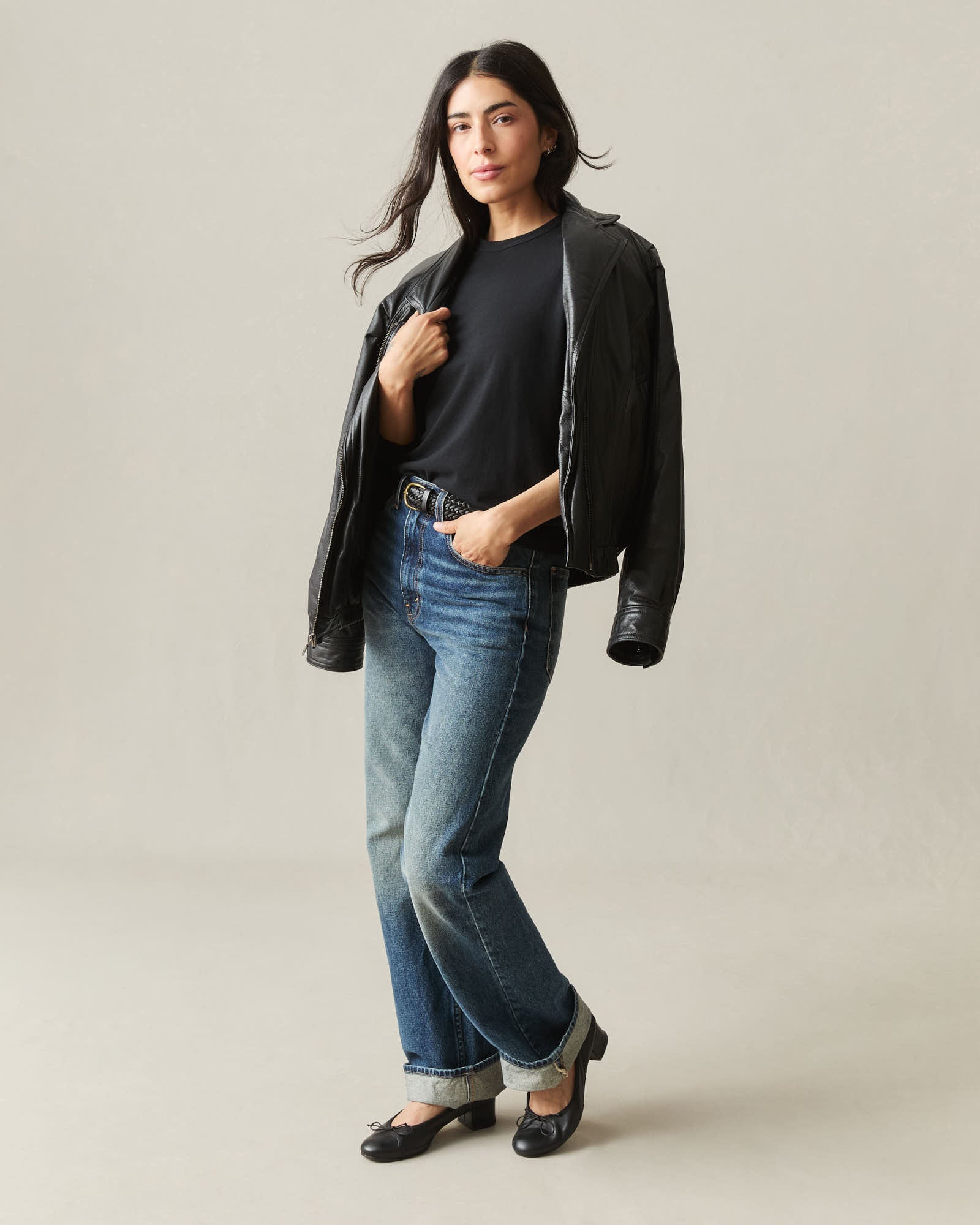 Women's Hemp Long Sleeve Crew Tee - Black - Image 5
