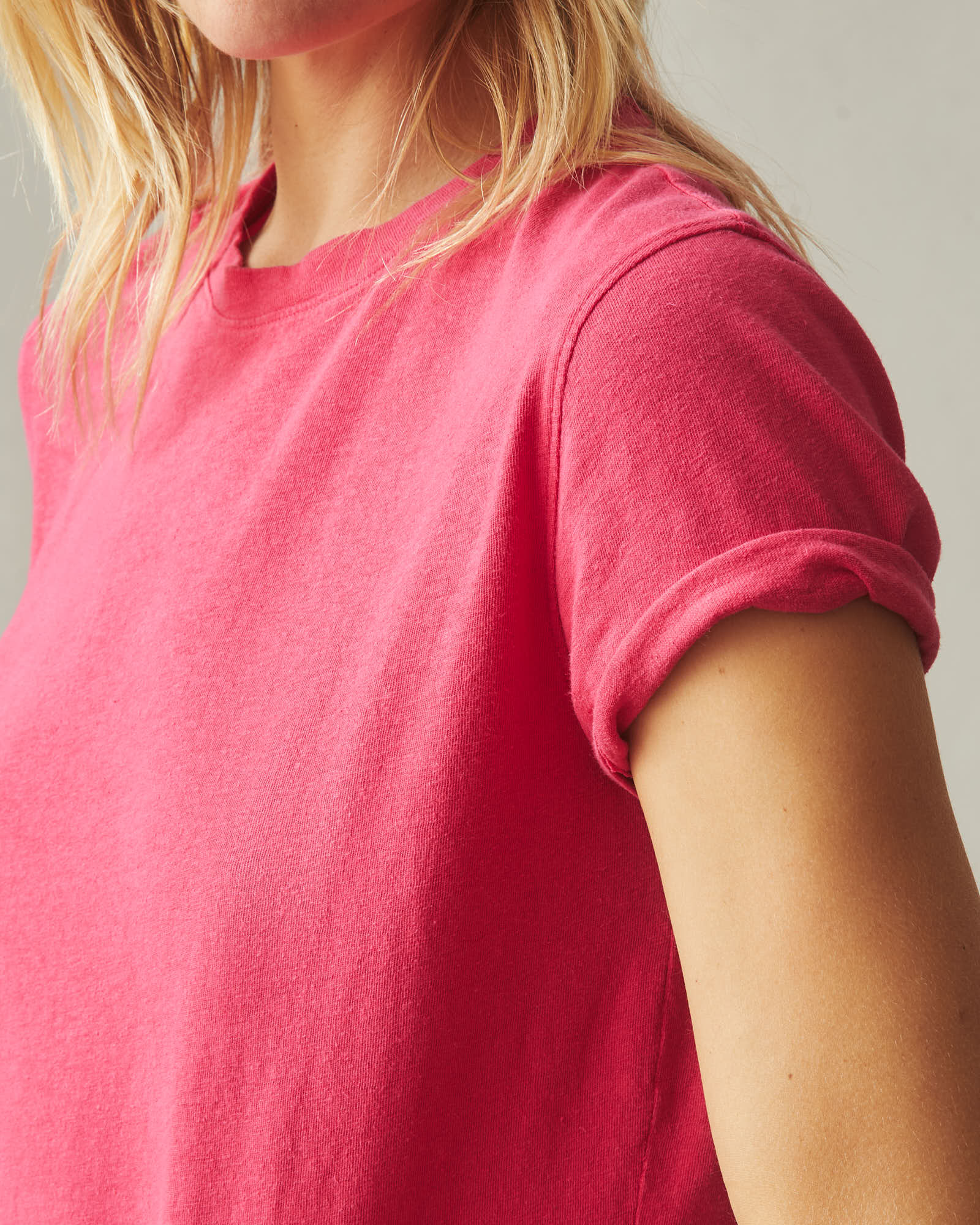 Women's Hemp Jersey Crew Tee - Virtual Pink - Image 3