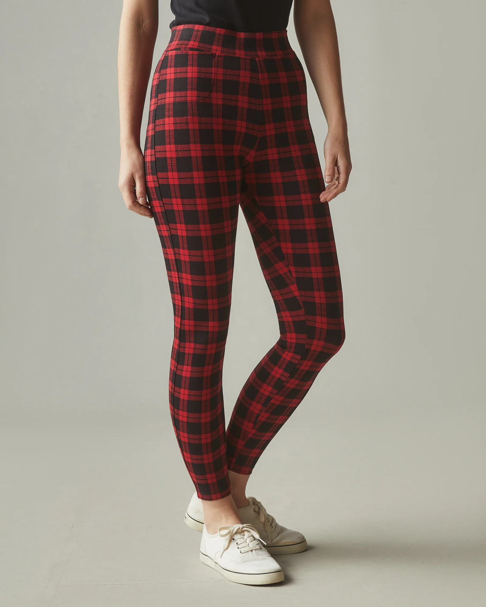 Women's Holiday Legging - Red Tartan - Image 2