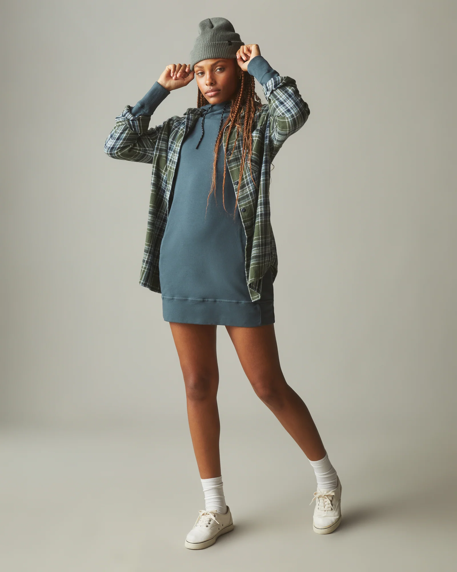 Women's Hoodie Dress - Vintage Indigo - Image 4