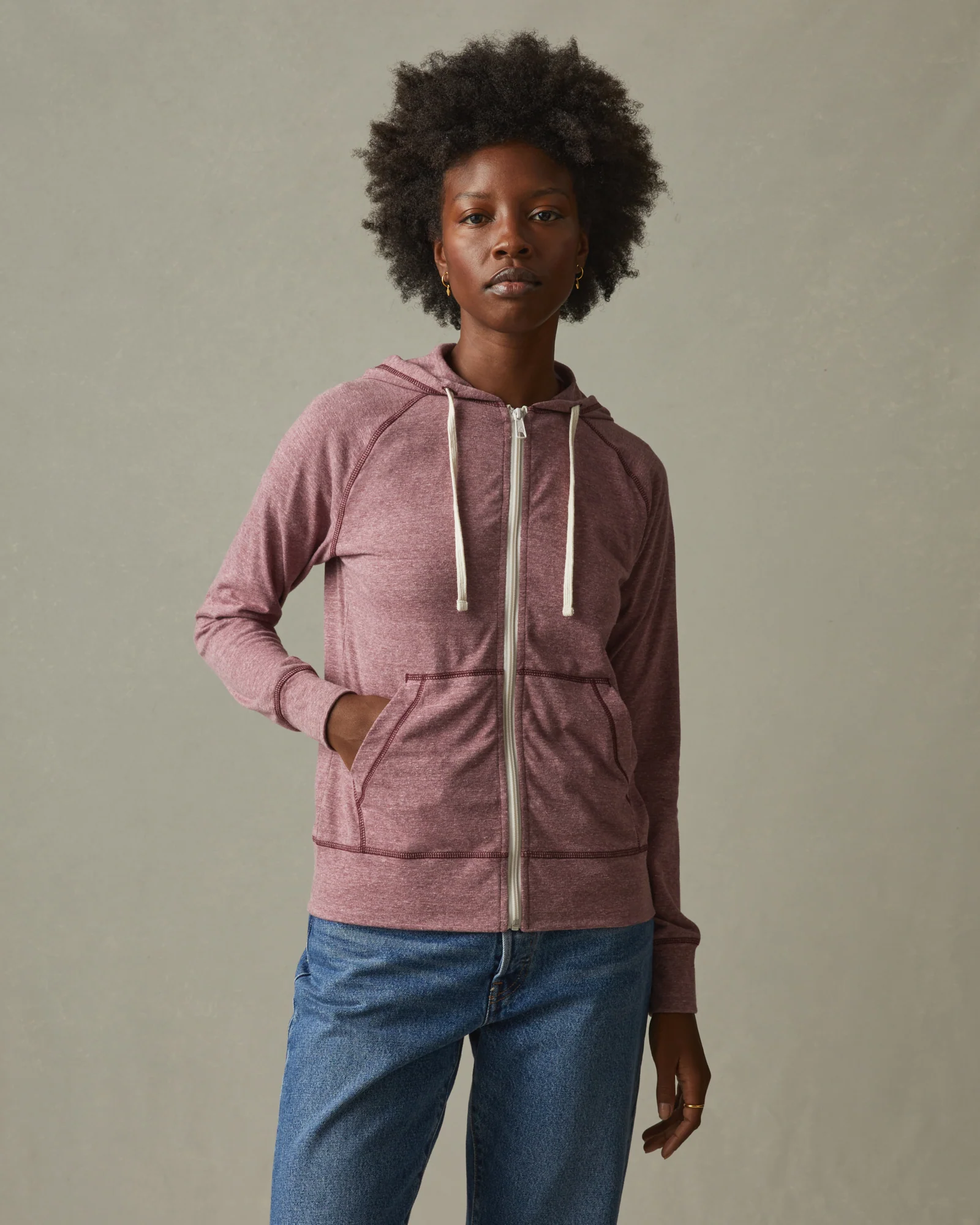 Women's Lightweight Full Zip - Bonfire Red Heather - Image 2