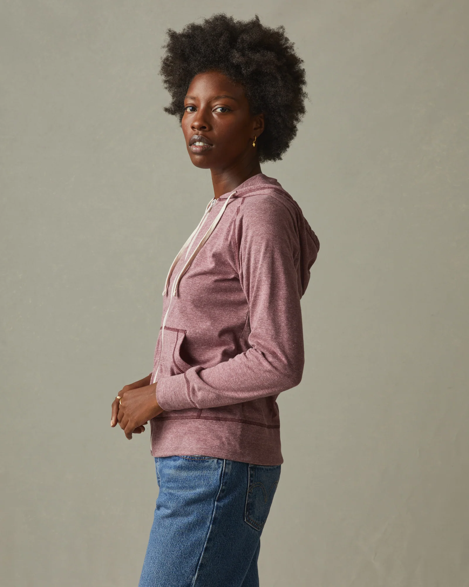 Women's Lightweight Full Zip - Bonfire Red Heather - Image 3
