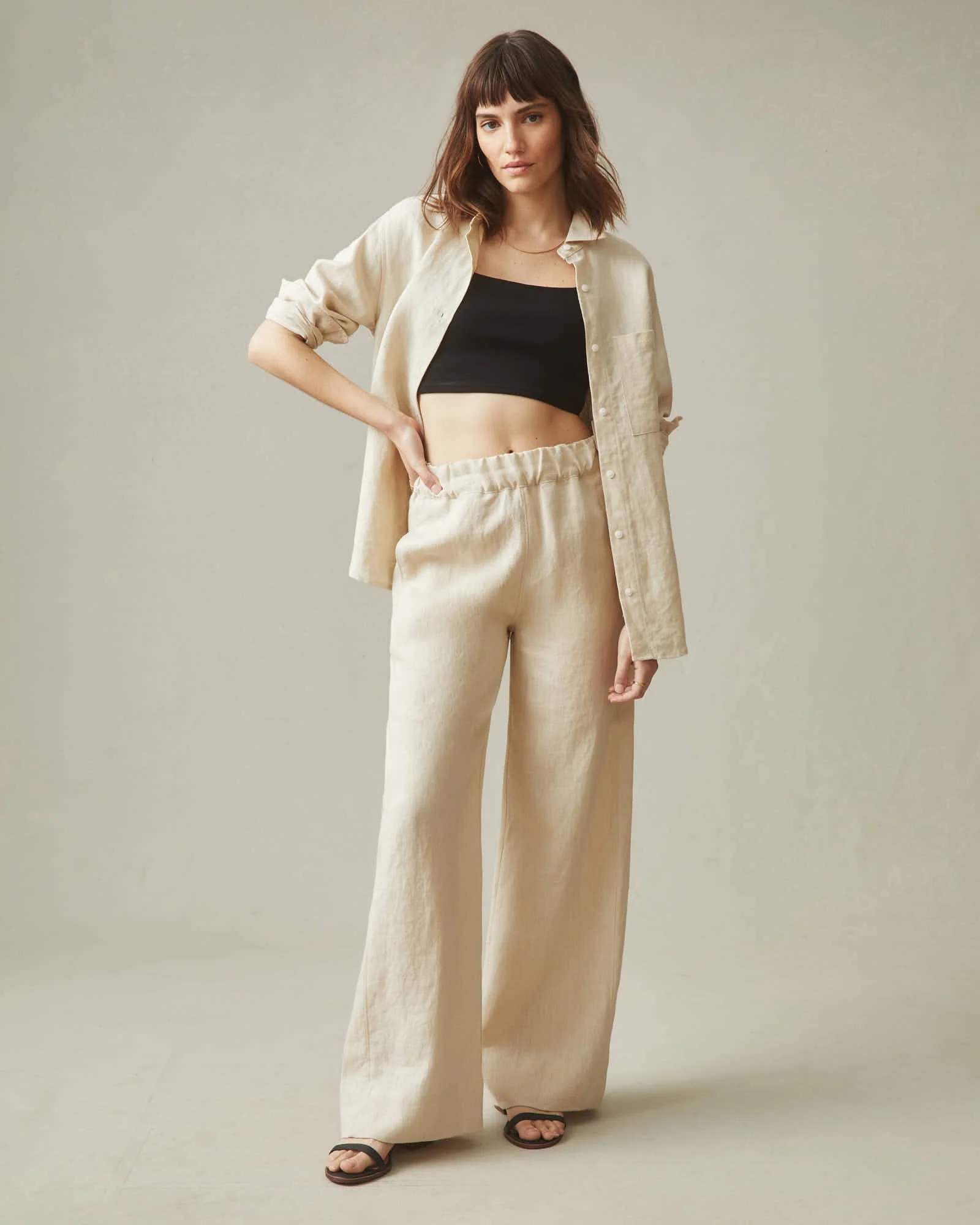 Women's Linen Wide Leg Pant - Cotton - Image 4