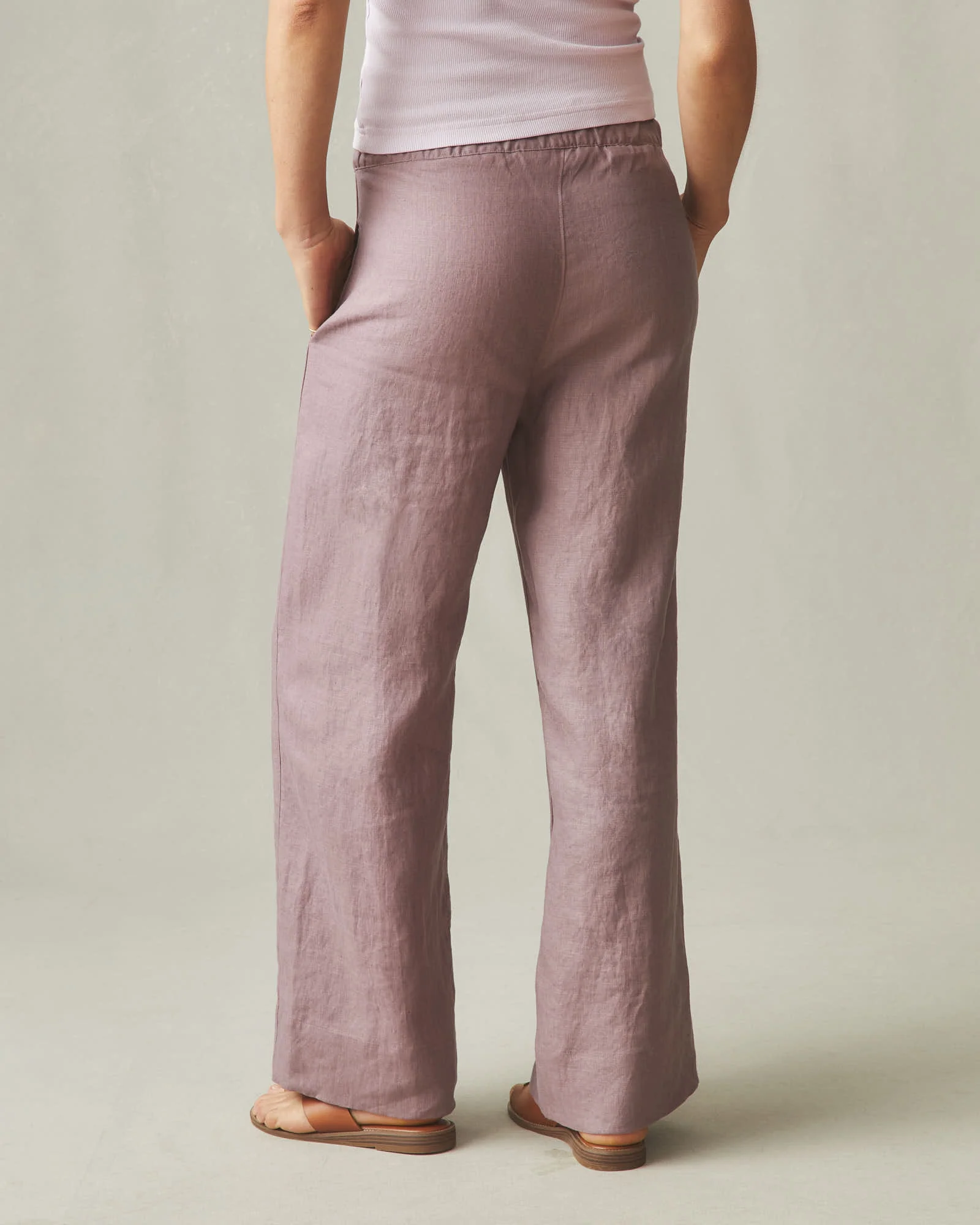 Women's Linen Wide Leg Pant - Twilight Mauve - Image 3