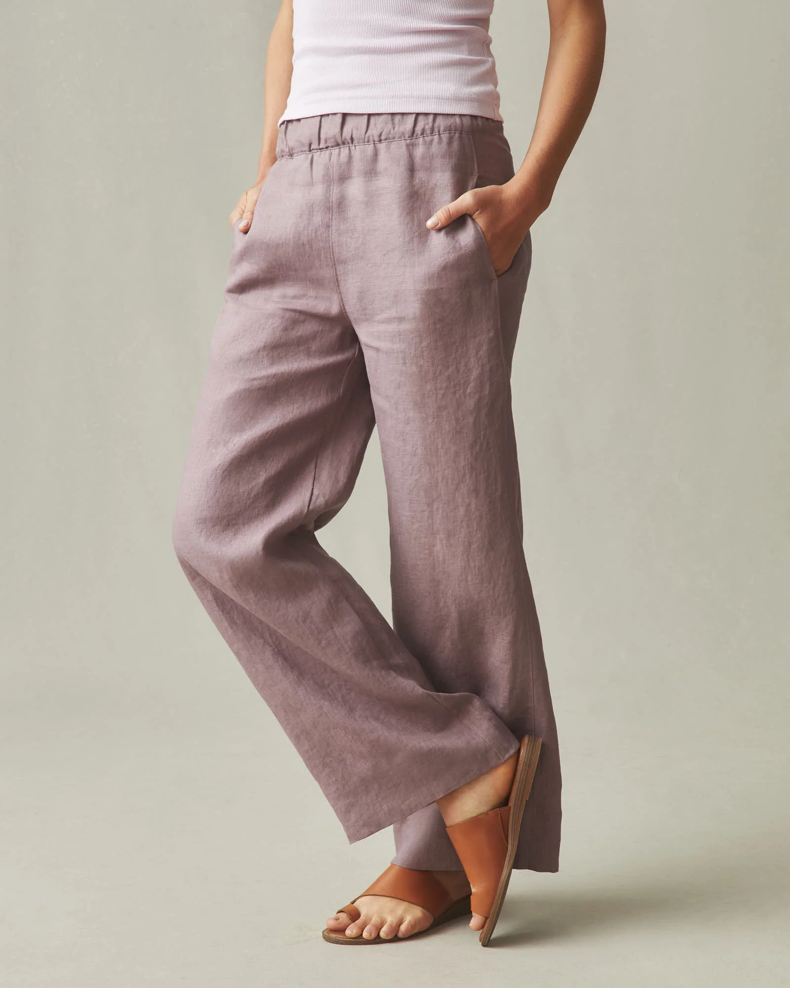 Women's Linen Wide Leg Pant - Twilight Mauve - Image 4