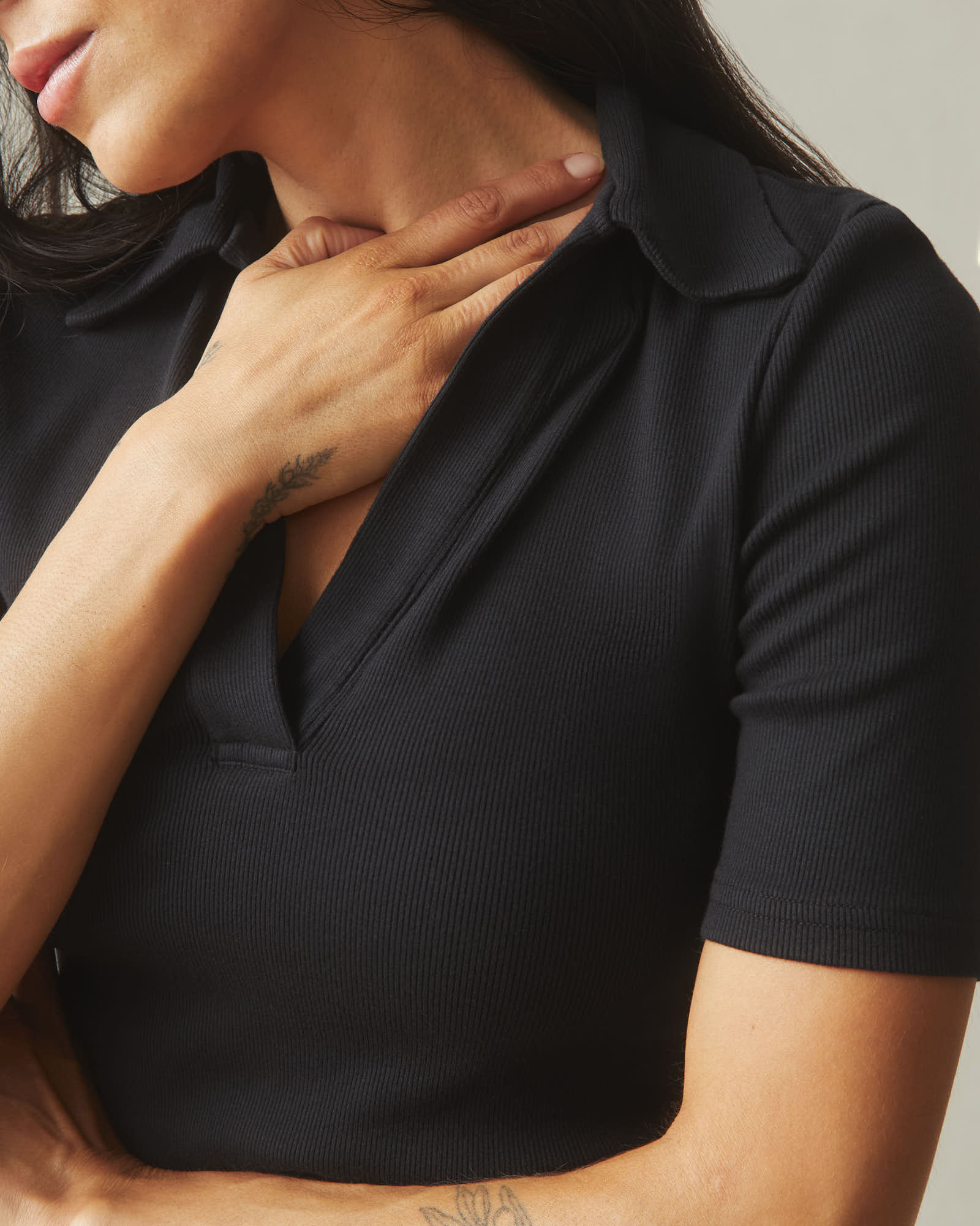Women's Luxe Rib Popover - Black - Image 4