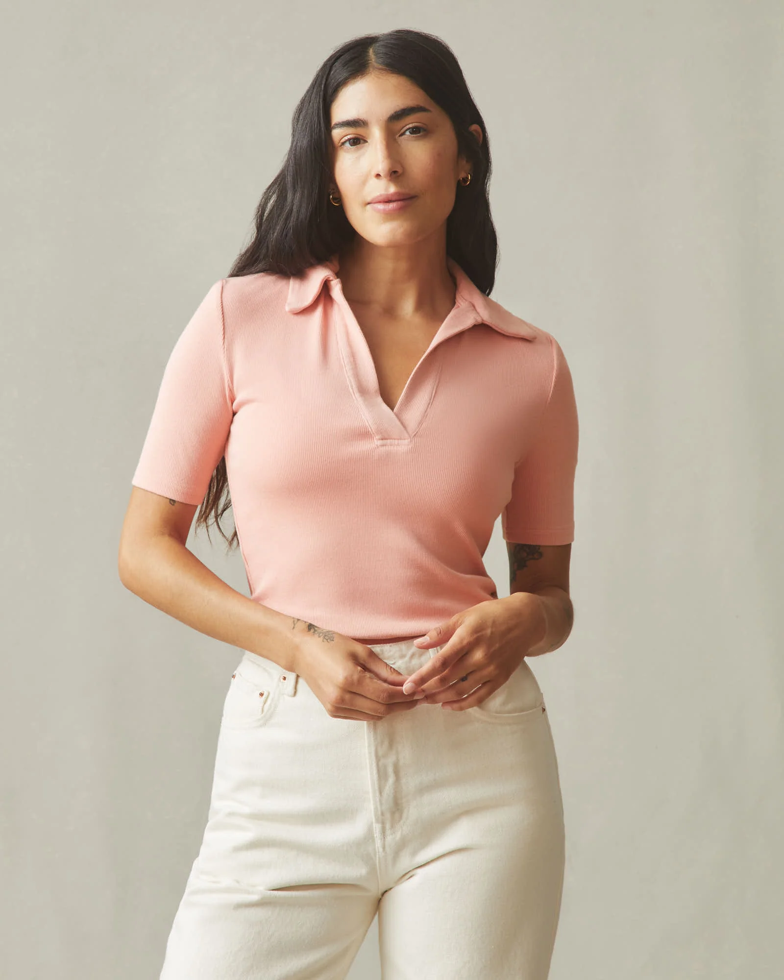 Women's Luxe Rib Popover - Coral Almond