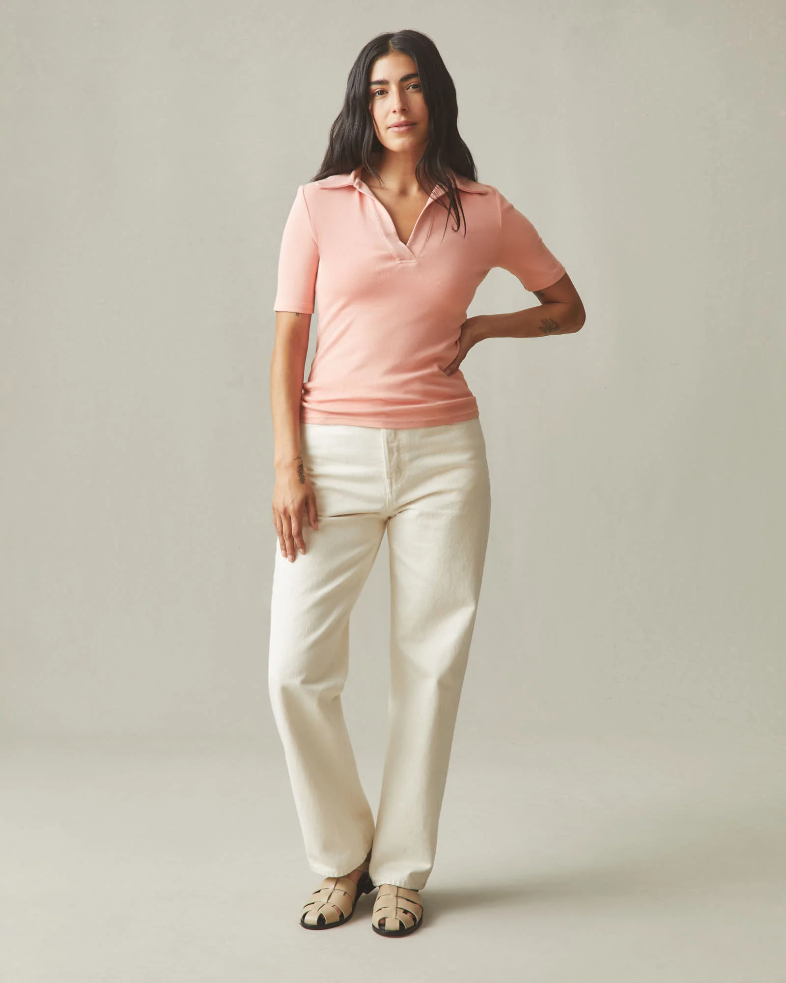 Women's Luxe Rib Popover - Coral Almond - Image 5