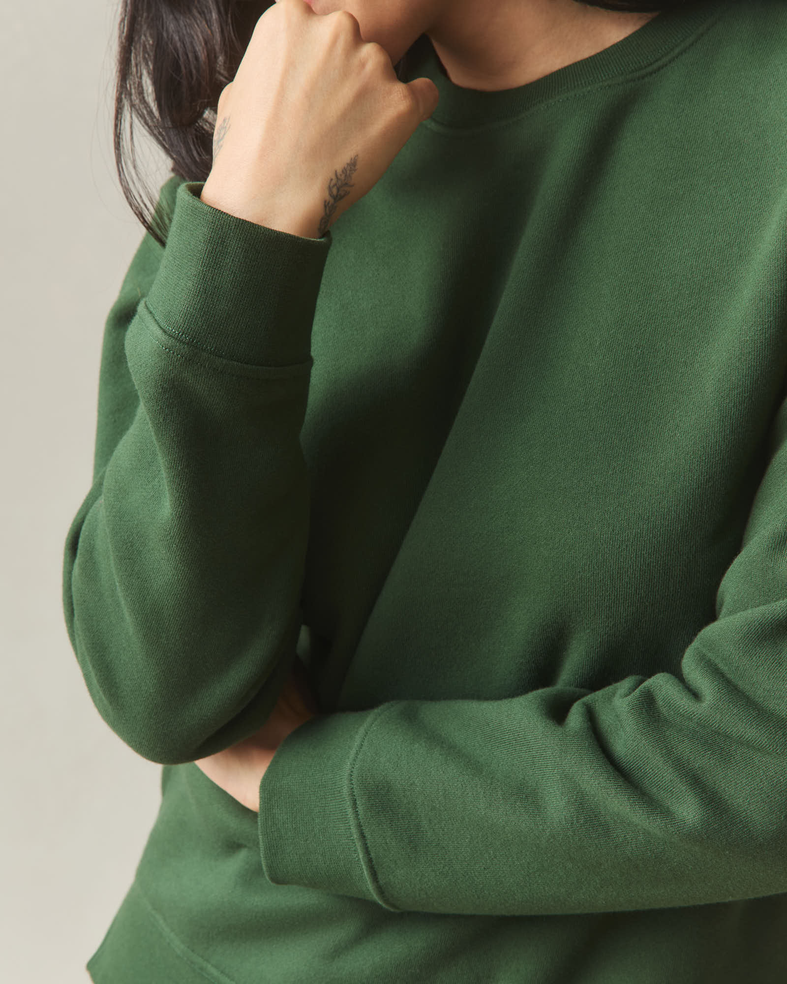 Women's Midweight Crewneck - Green Moss - Image 5