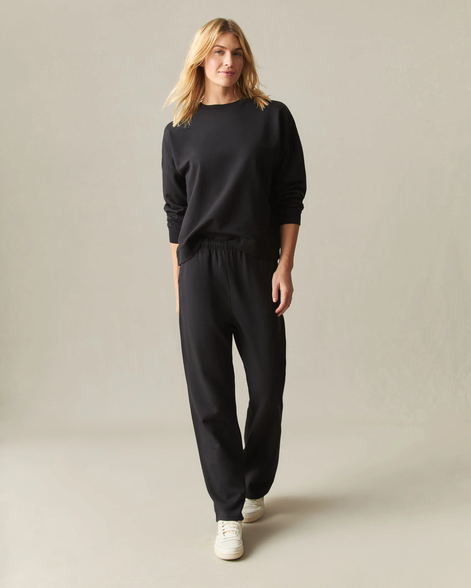 Women's Modal Fleece Crew - Black - Image 5