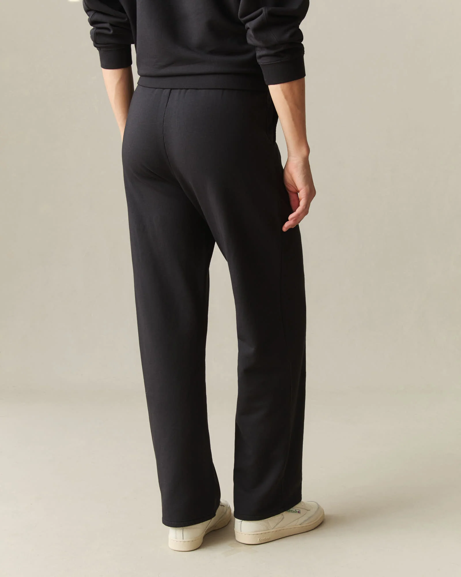 Women's Modal Fleece Straight Pant - Black - Image 3