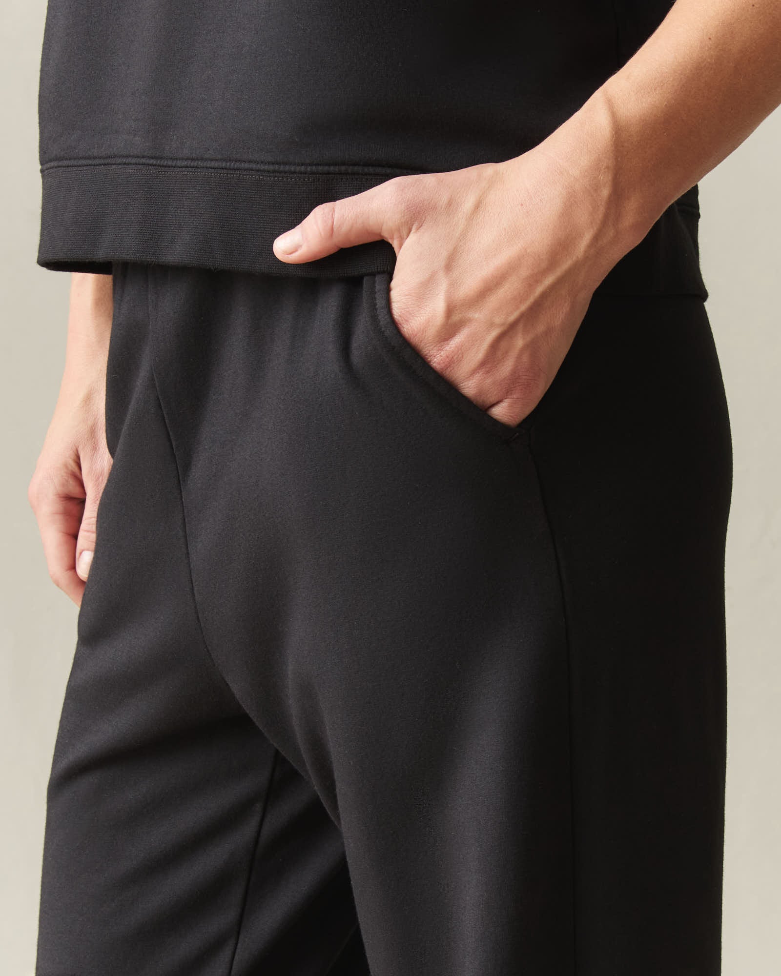 Women's Modal Fleece Straight Pant - Black - Image 4