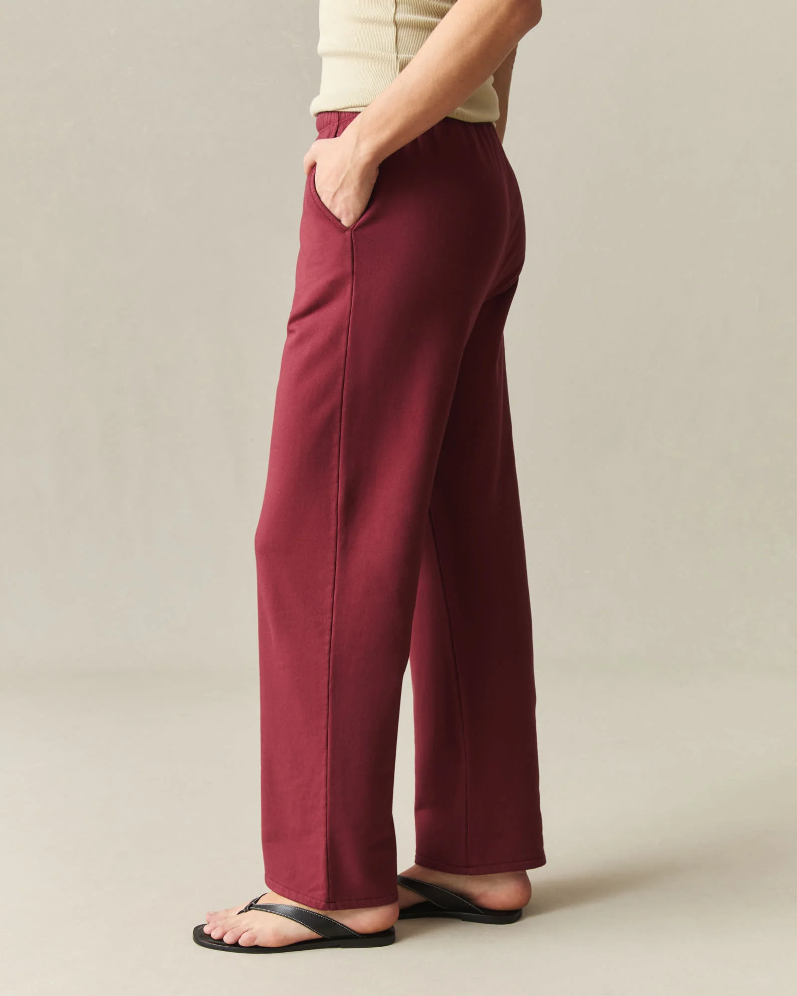 Women's Modal Fleece Straight Pant - Syrah - Image 2