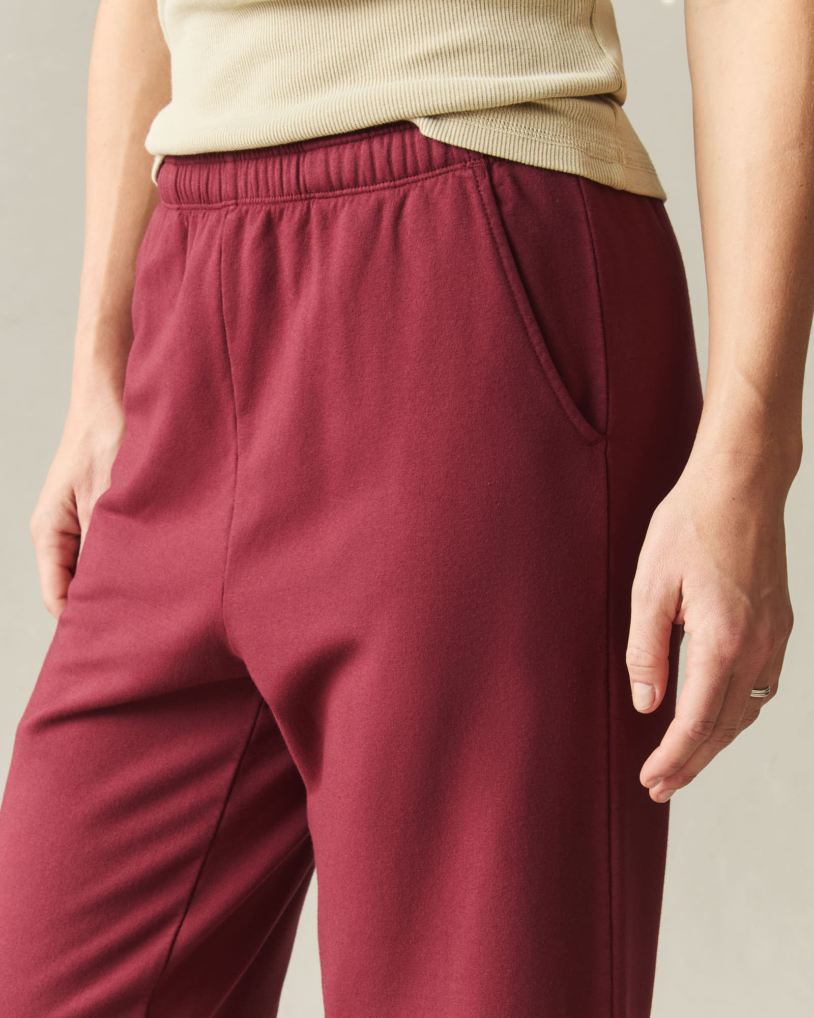 Women's Modal Fleece Straight Pant - Syrah - Image 4