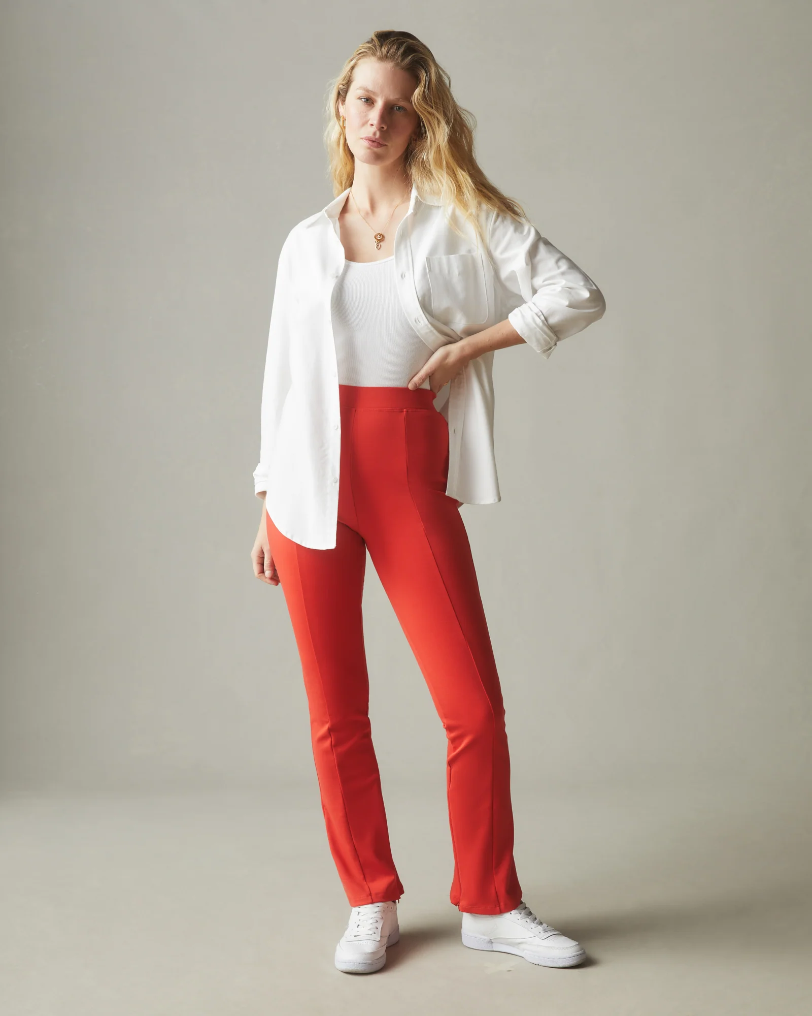 Ponte Zip Flare Pant - Active Red - Image 5