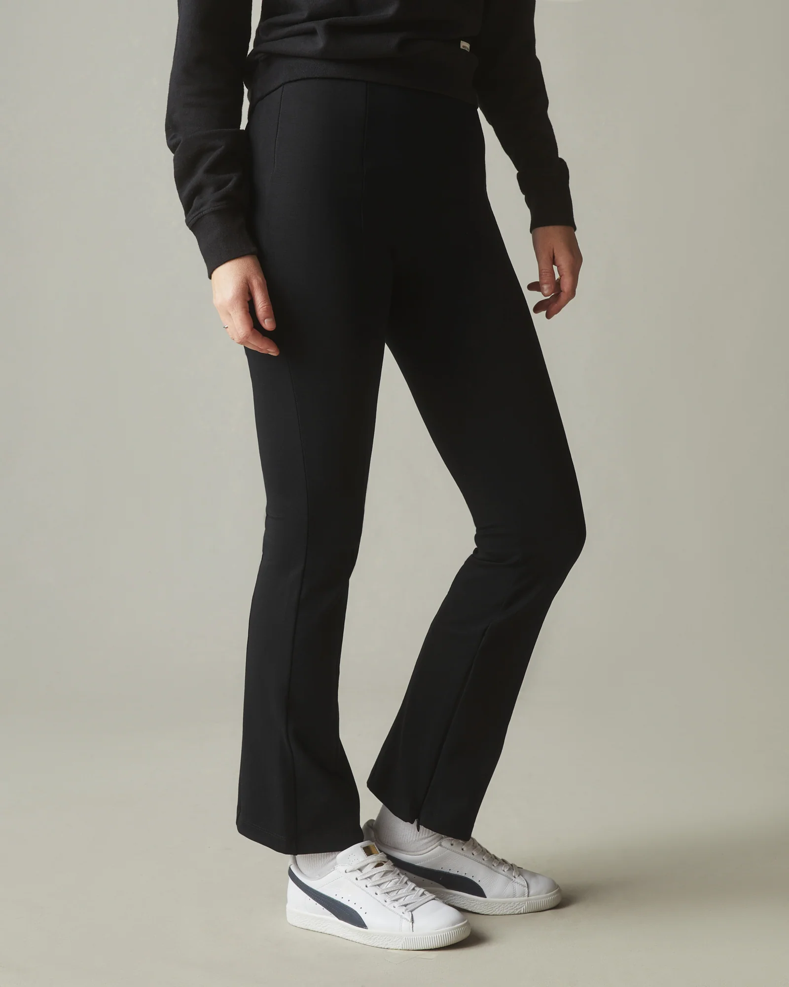 Ponte Zip Flare Pant - Super Black - Image 2