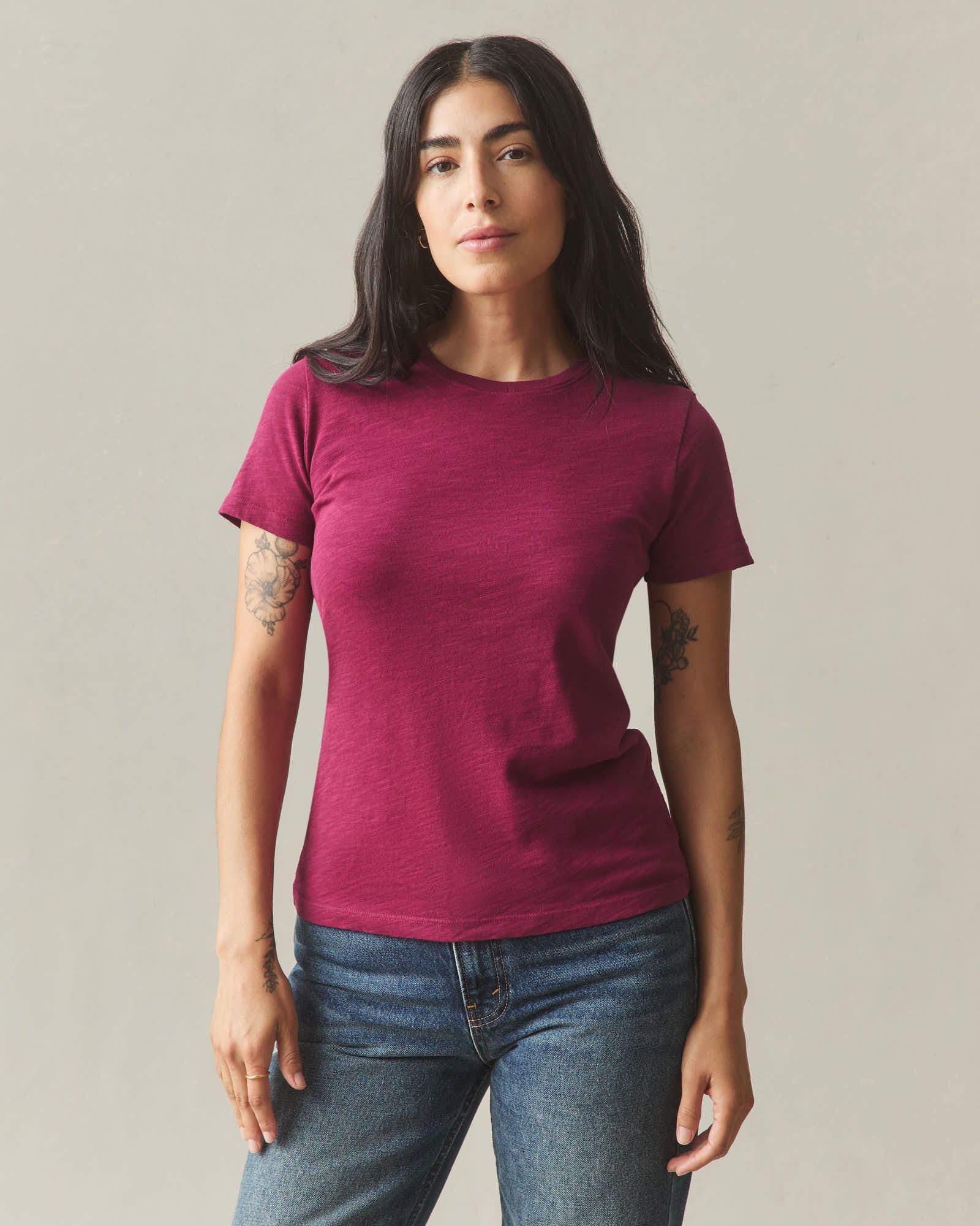 Women's Premium Slub Crew Tee - Beet Red - Image 2