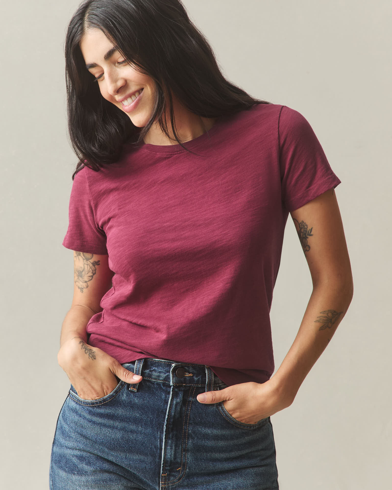 Women's Premium Slub Crew Tee - Holly Berry - Image 4