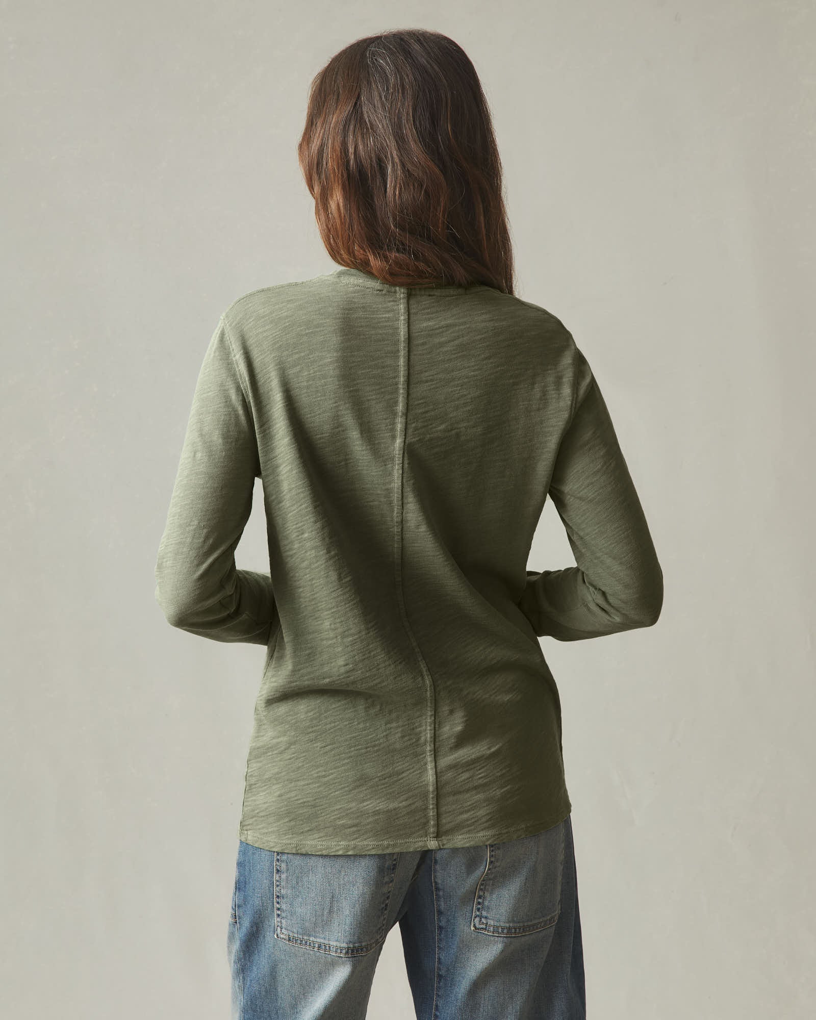 Women's Premium Slub Long Sleeve Crew Tee - Fern - Image 3