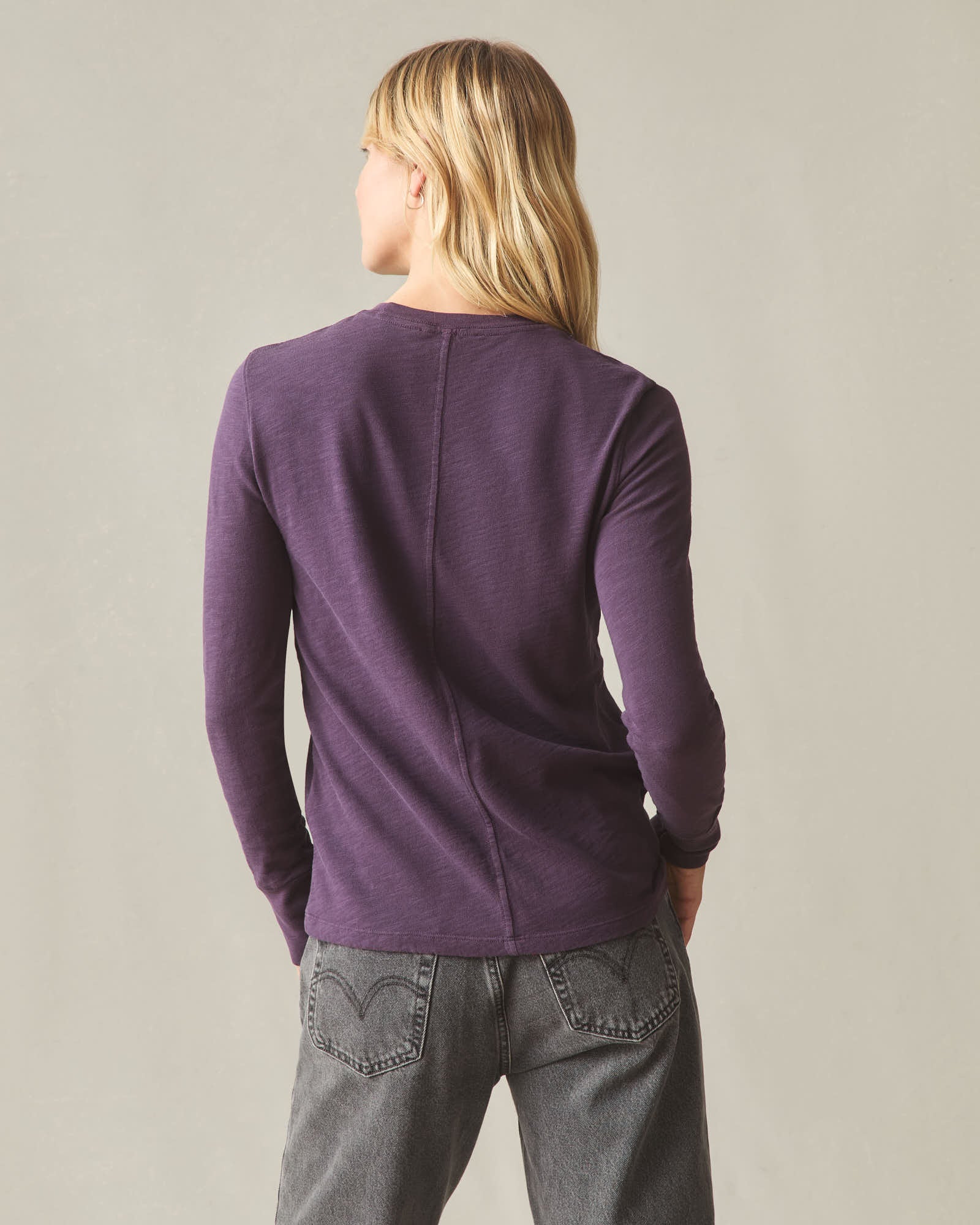 Women's Premium Slub Long Sleeve Crew Tee - Grapeseed - Image 5