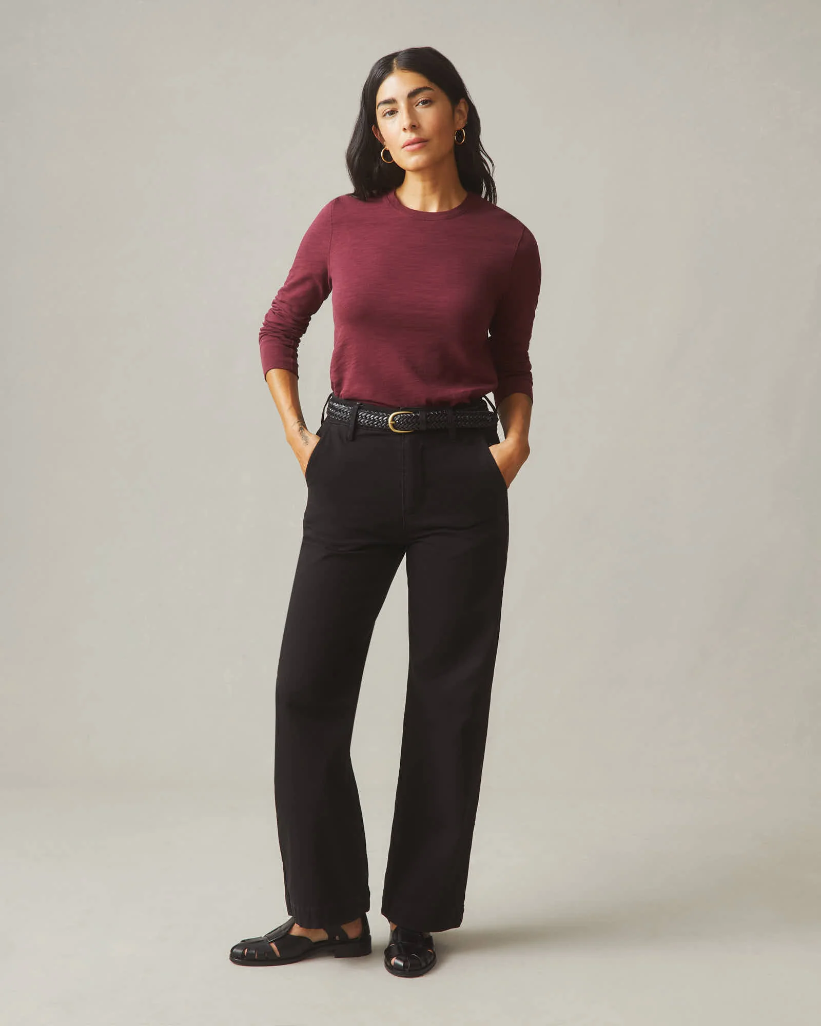 Women's Premium Slub Long Sleeve Crew Tee - Zinfandel - Image 4