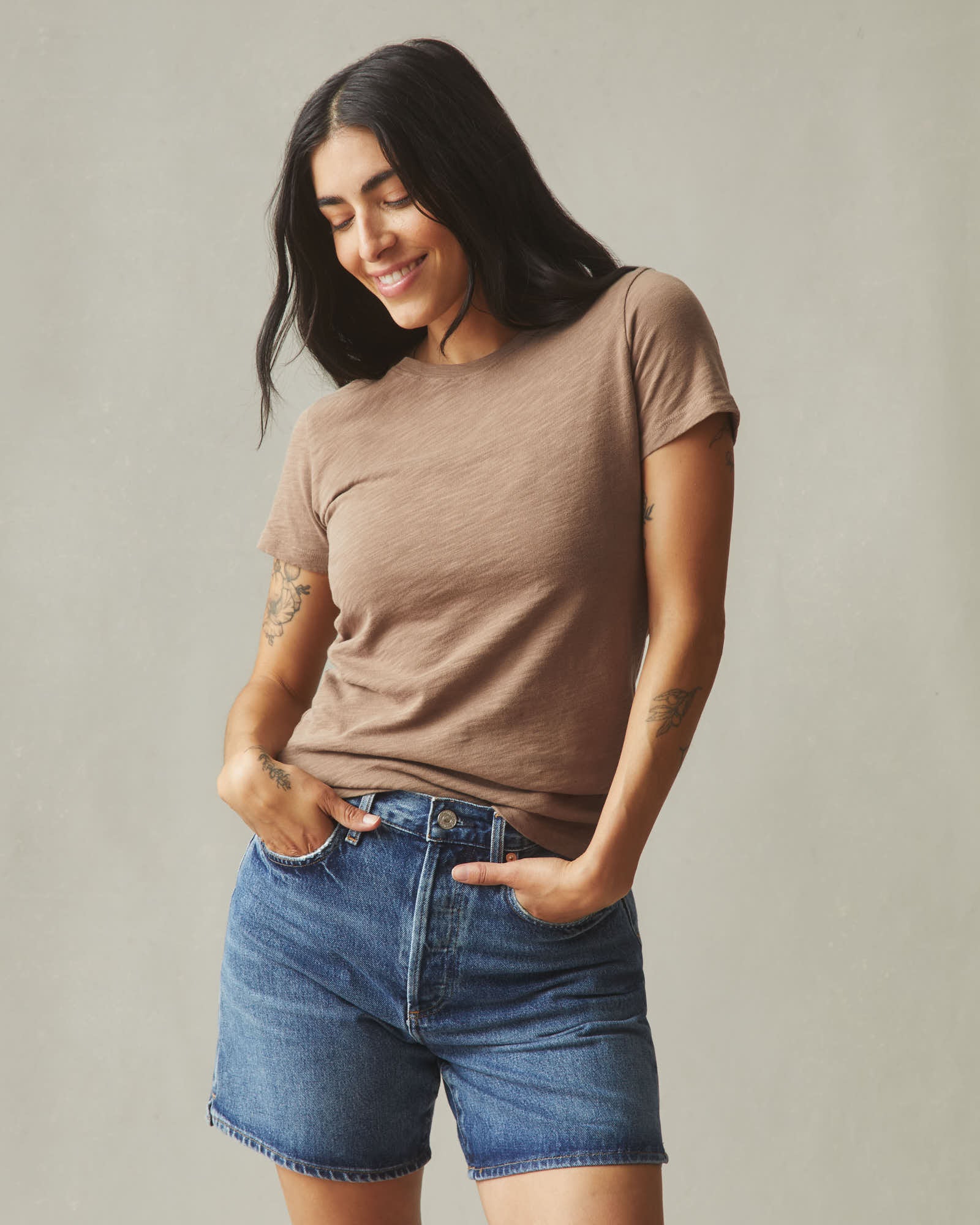 Women's Premium Slub Crew Tee - Pine Bark - Image 2