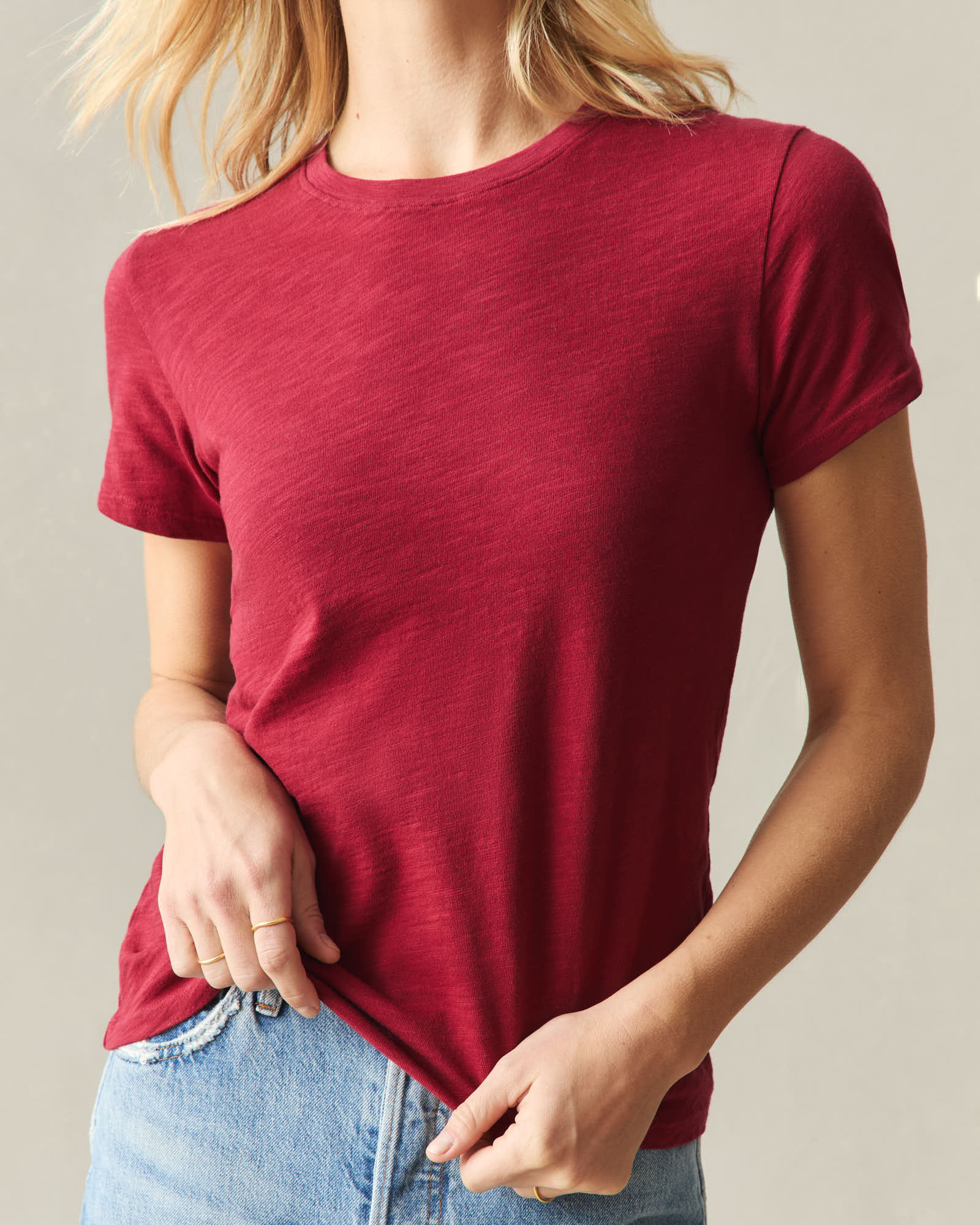 Women's Premium Slub Crew Tee - Rio Red - Image 4