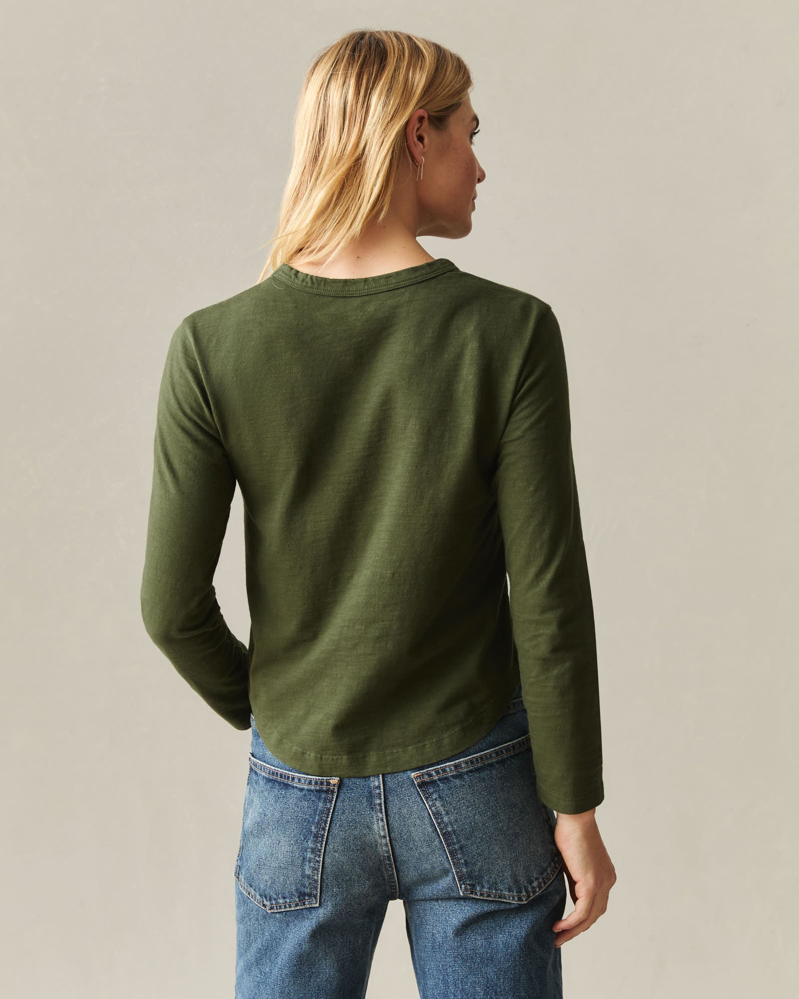 Women's Premium Slub Curved Hem Long Sleeve - Rifle Green - Image 3