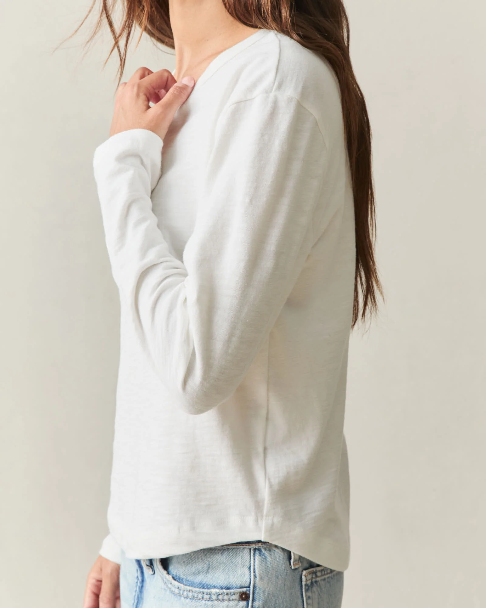 Women's Premium Slub Curved Hem Long Sleeve - Sugar Swizzle - Image 5