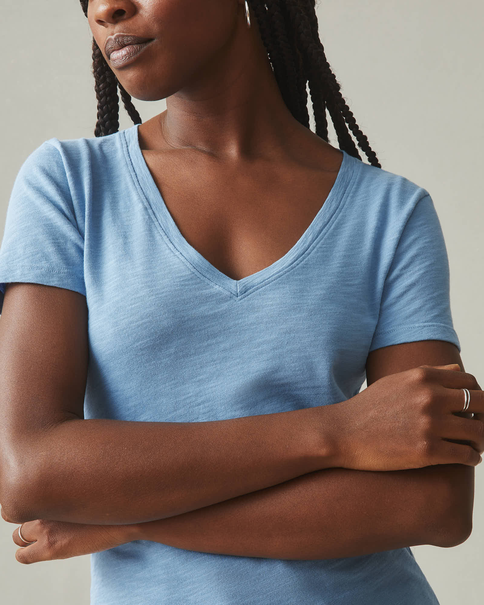 Women's Premium Slub V-Neck Tee - Allure Blue - Image 2