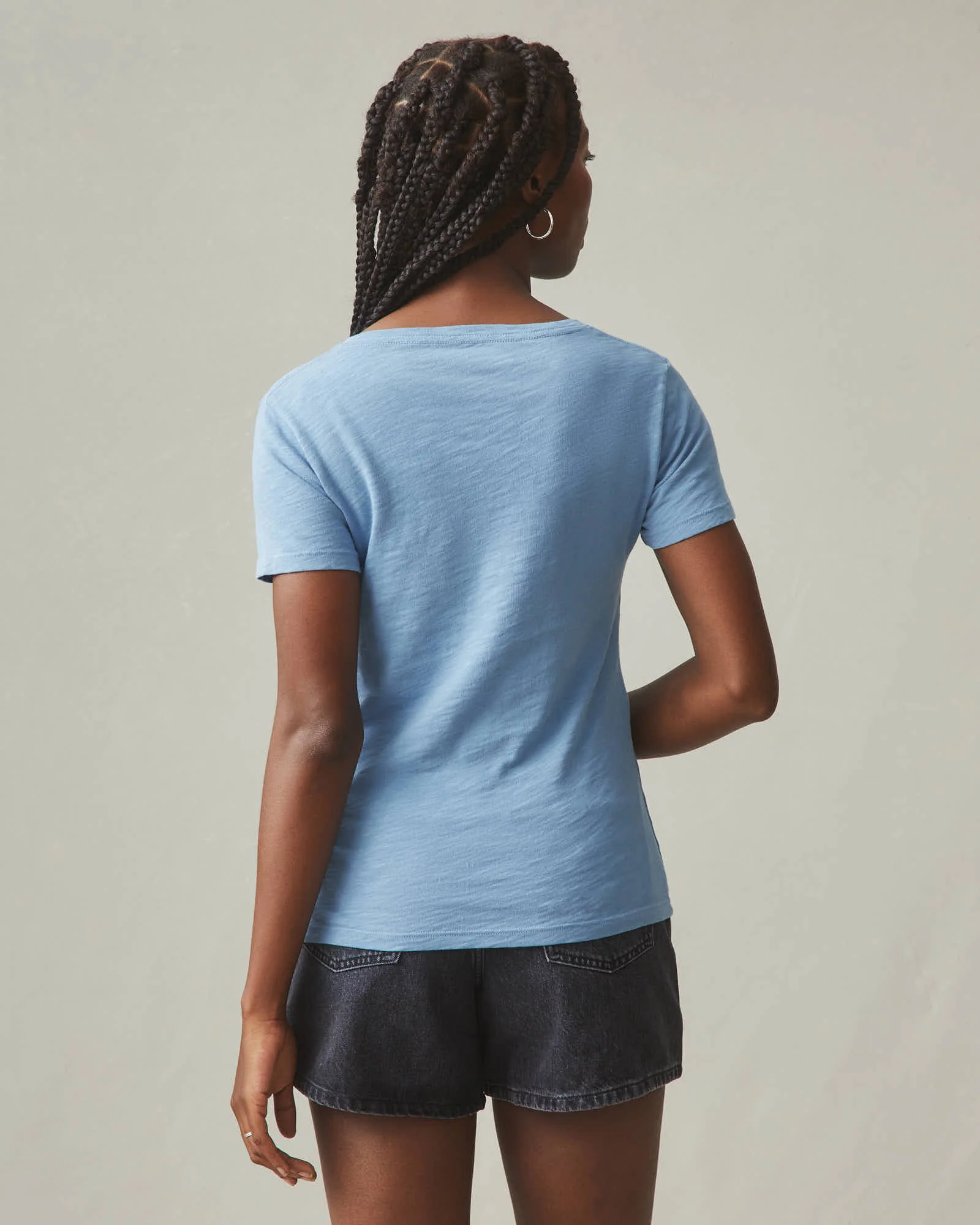 Women's Premium Slub V-Neck Tee - Allure Blue - Image 3