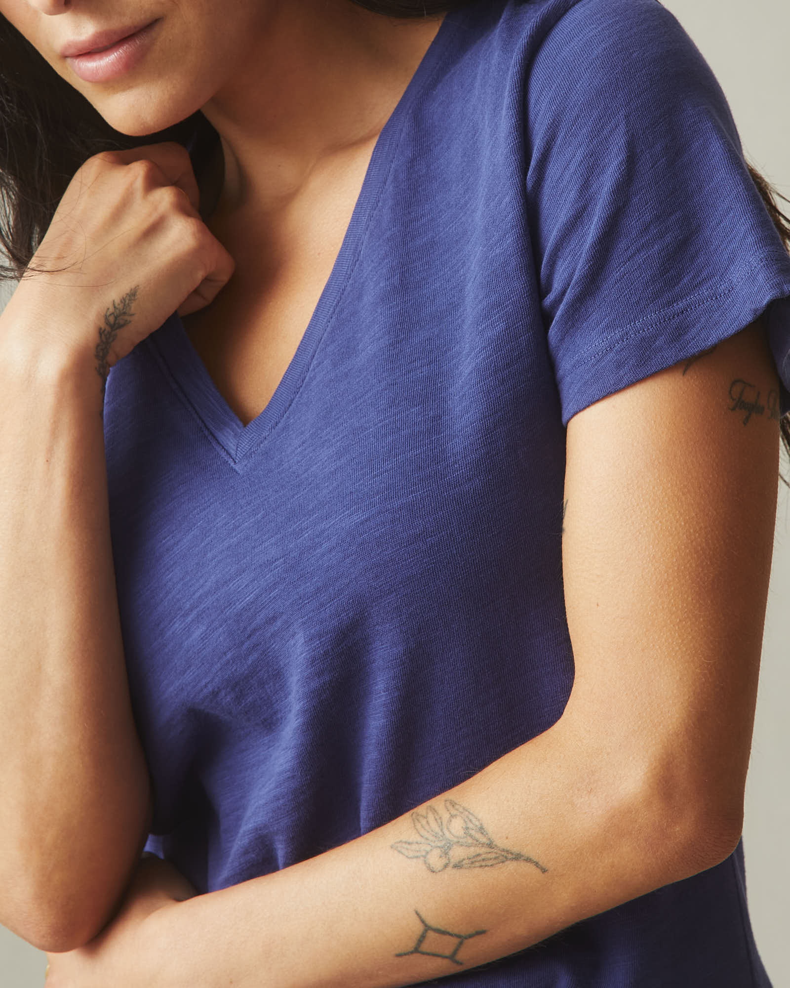 Women's Premium Slub V-Neck Tee - Blue Ribbon - Image 3