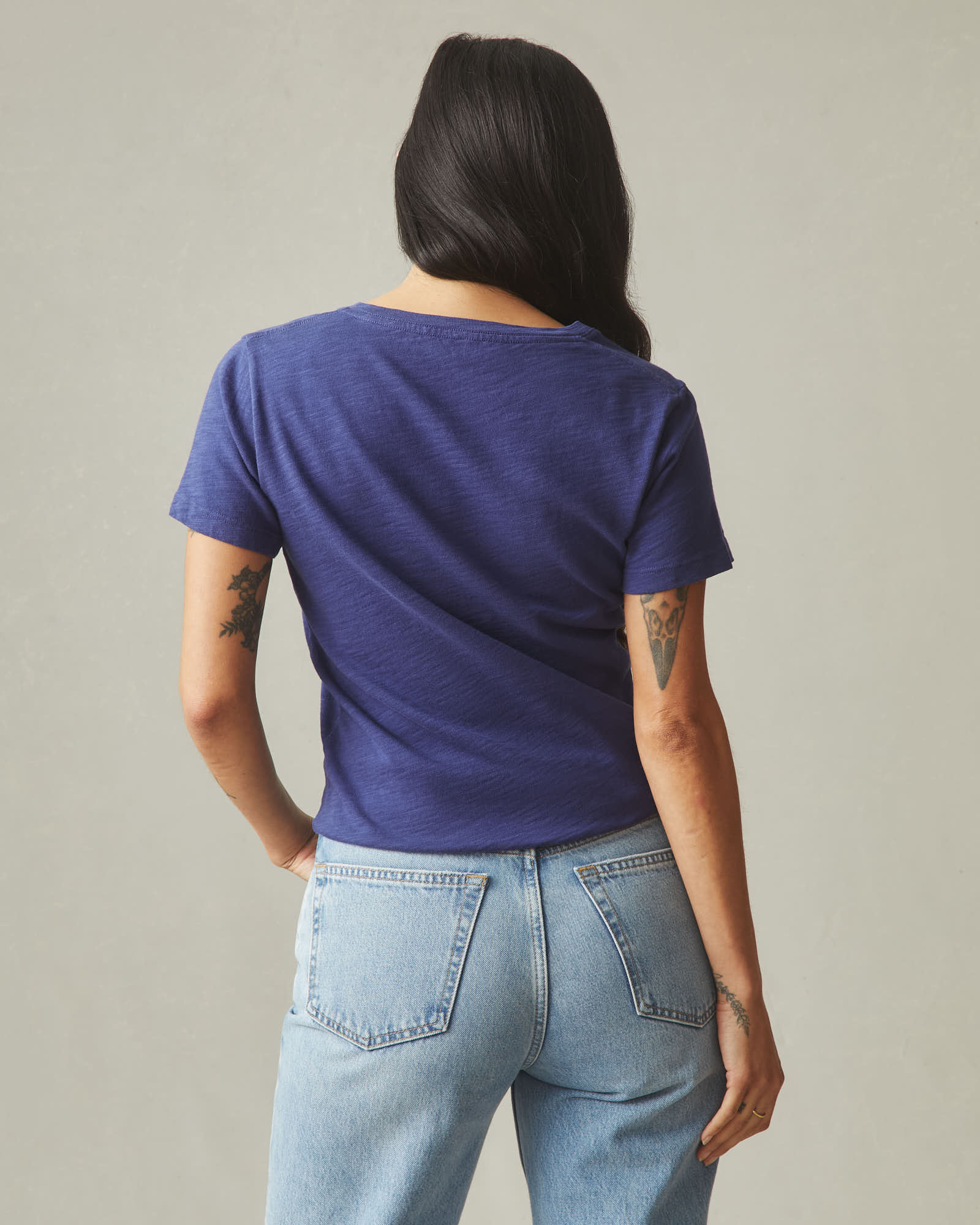 Women's Premium Slub V-Neck Tee - Blue Ribbon - Image 4