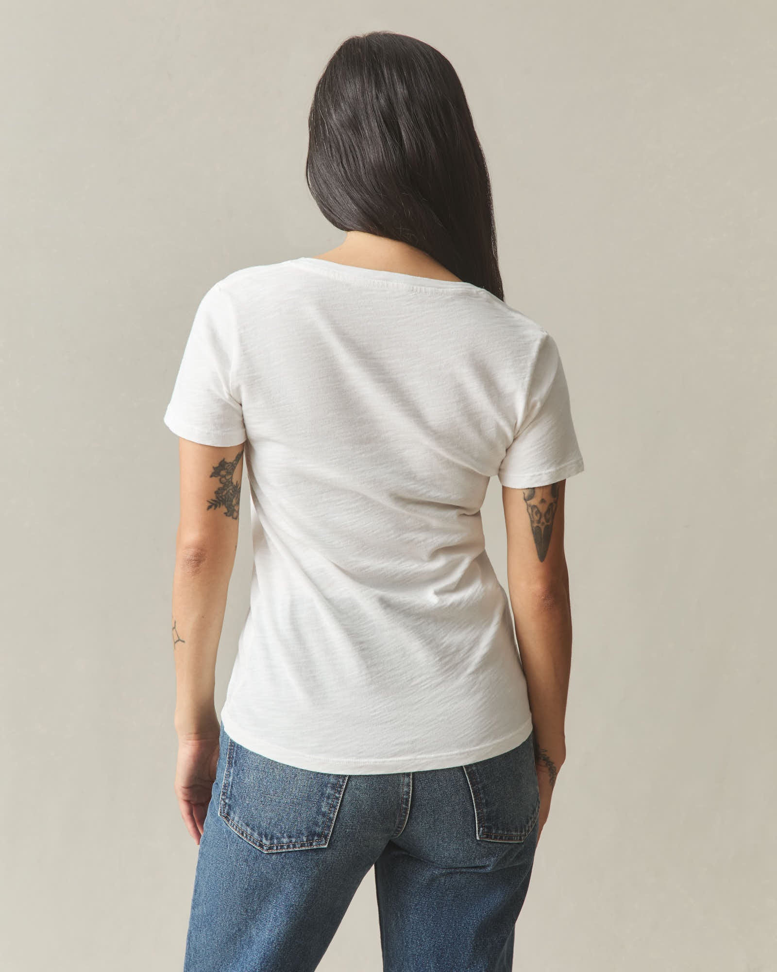 Women's Premium Slub V-Neck Tee - Bone - Image 3