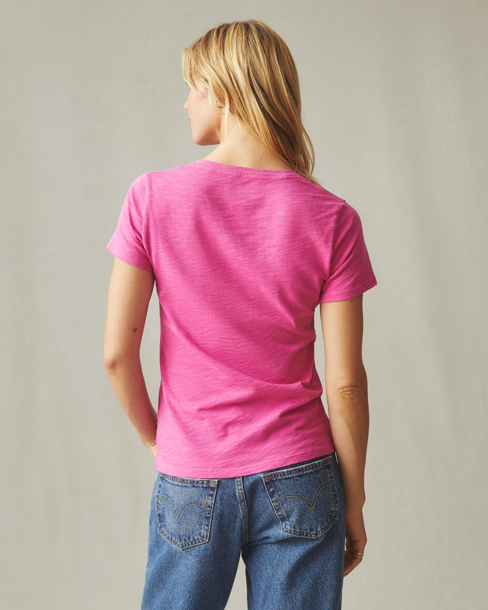 Women's Premium Slub V-Neck Tee - Bright Pink - Image 5