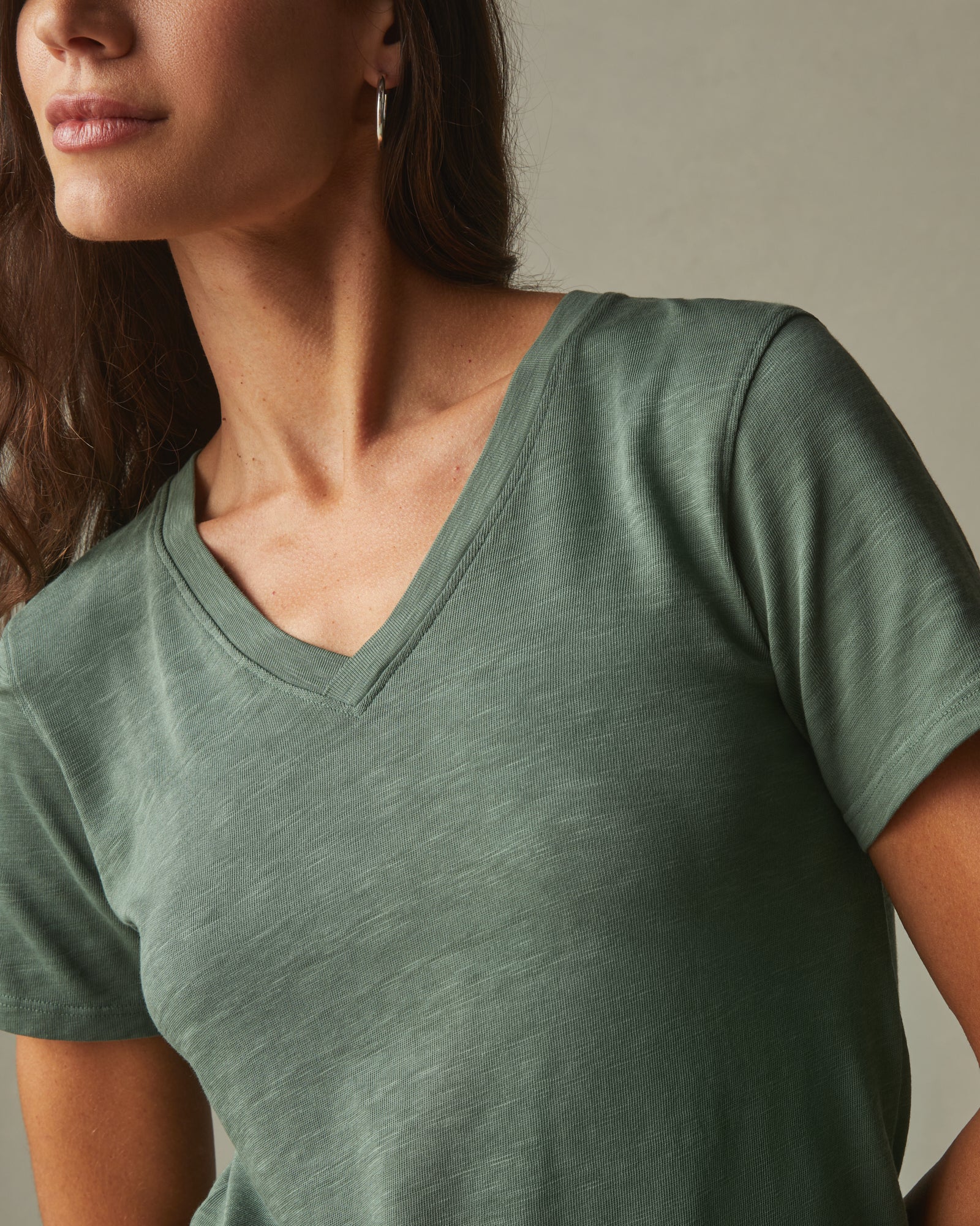Women's Premium Slub V-Neck Tee - Dusty Cactus - Image 3