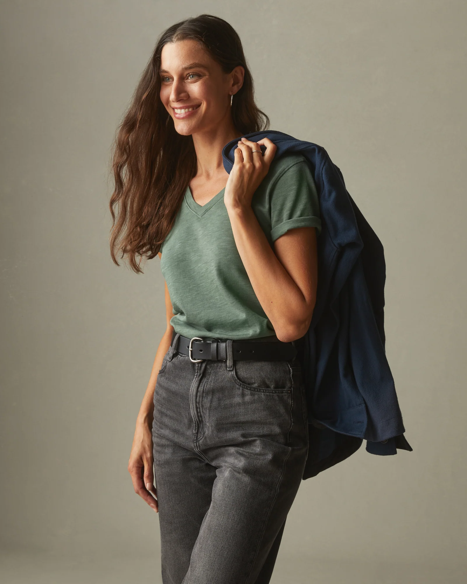 Women's Premium Slub V-Neck Tee - Dusty Cactus - Image 4