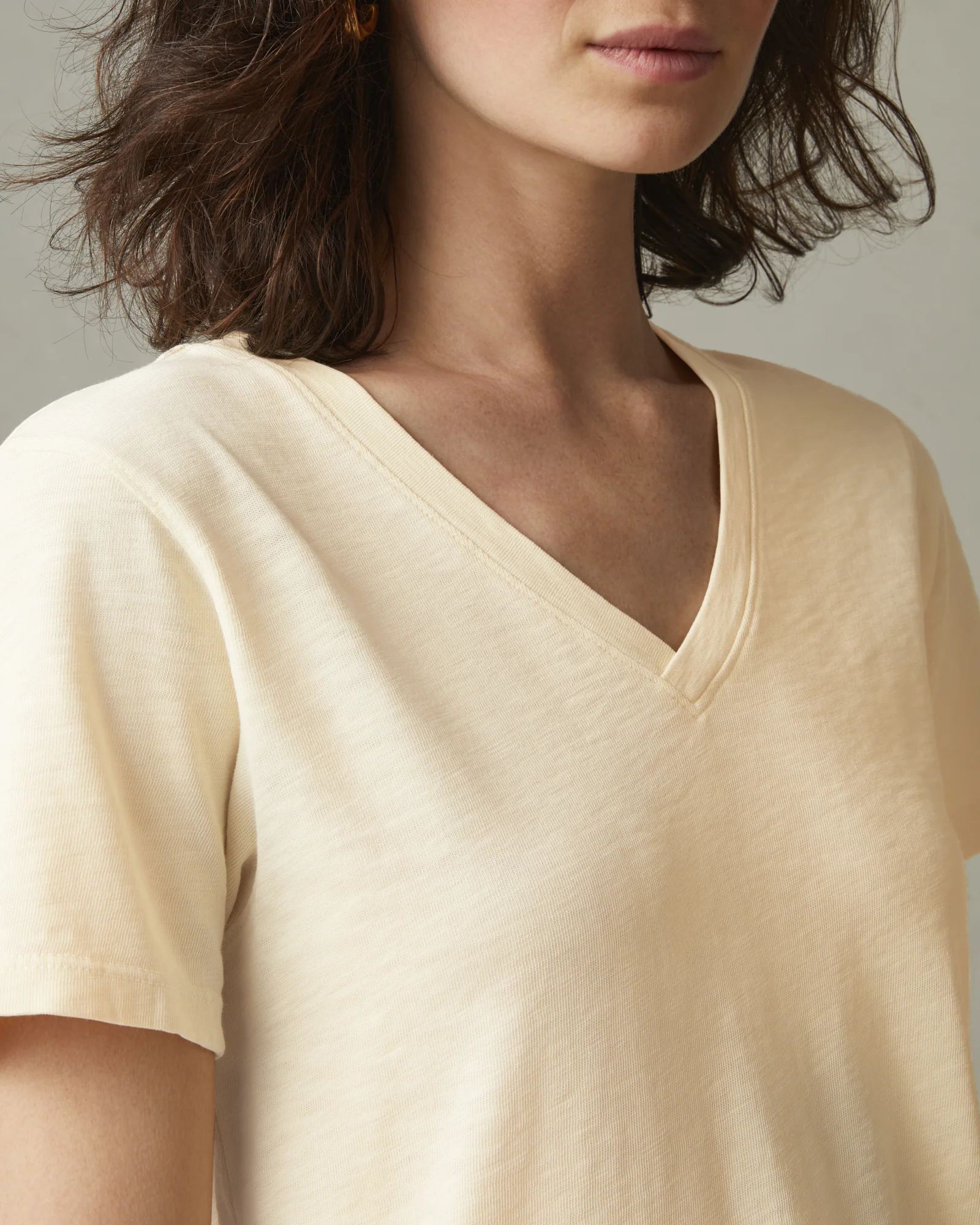 Women's Premium Slub V-Neck Tee - Egg Shell - Image 4