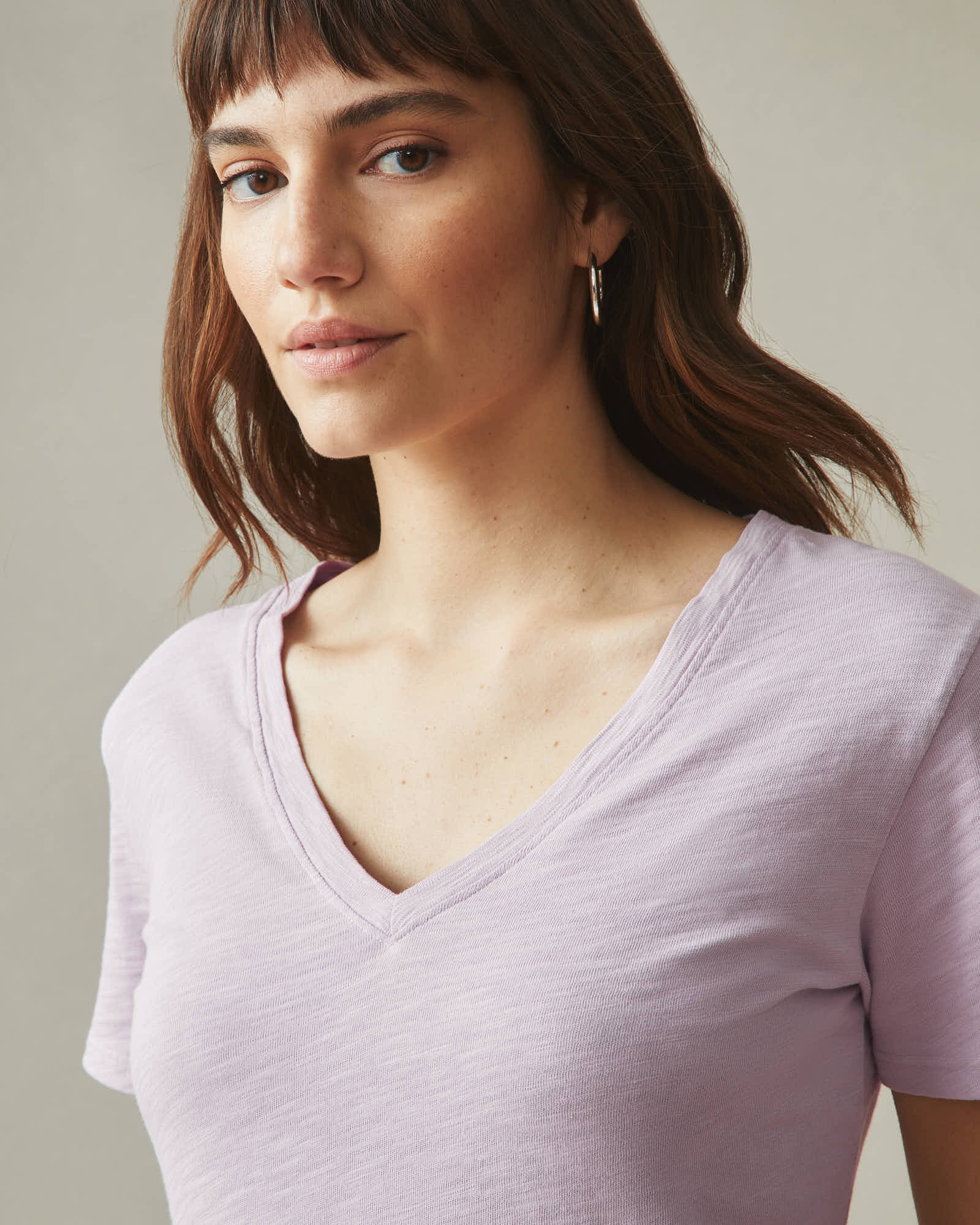 Women's Premium Slub V-Neck Tee - Lavender Frost - Image 3