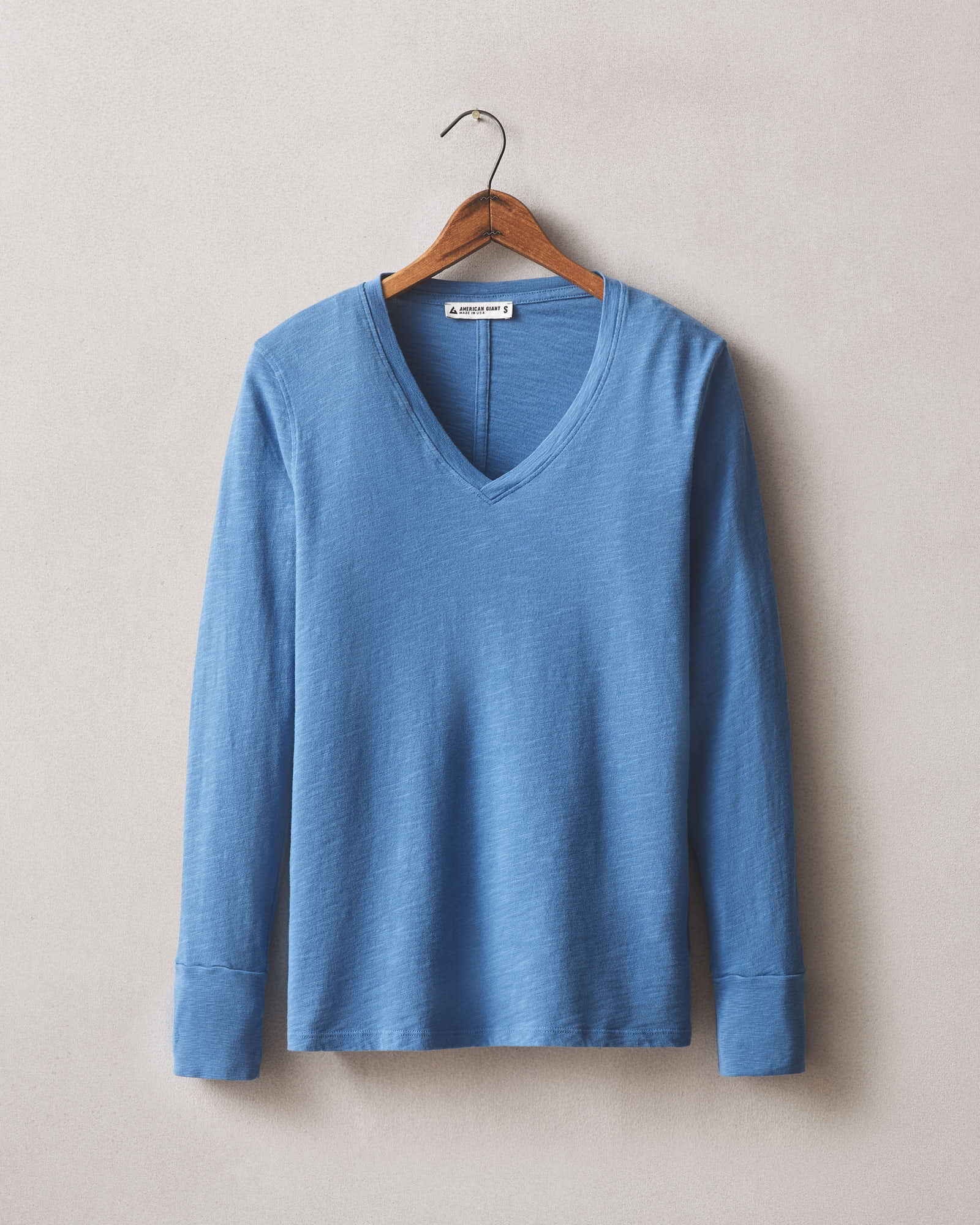 Women's Premium Slub V-Neck Tee Long Sleeve - Bright Cobalt