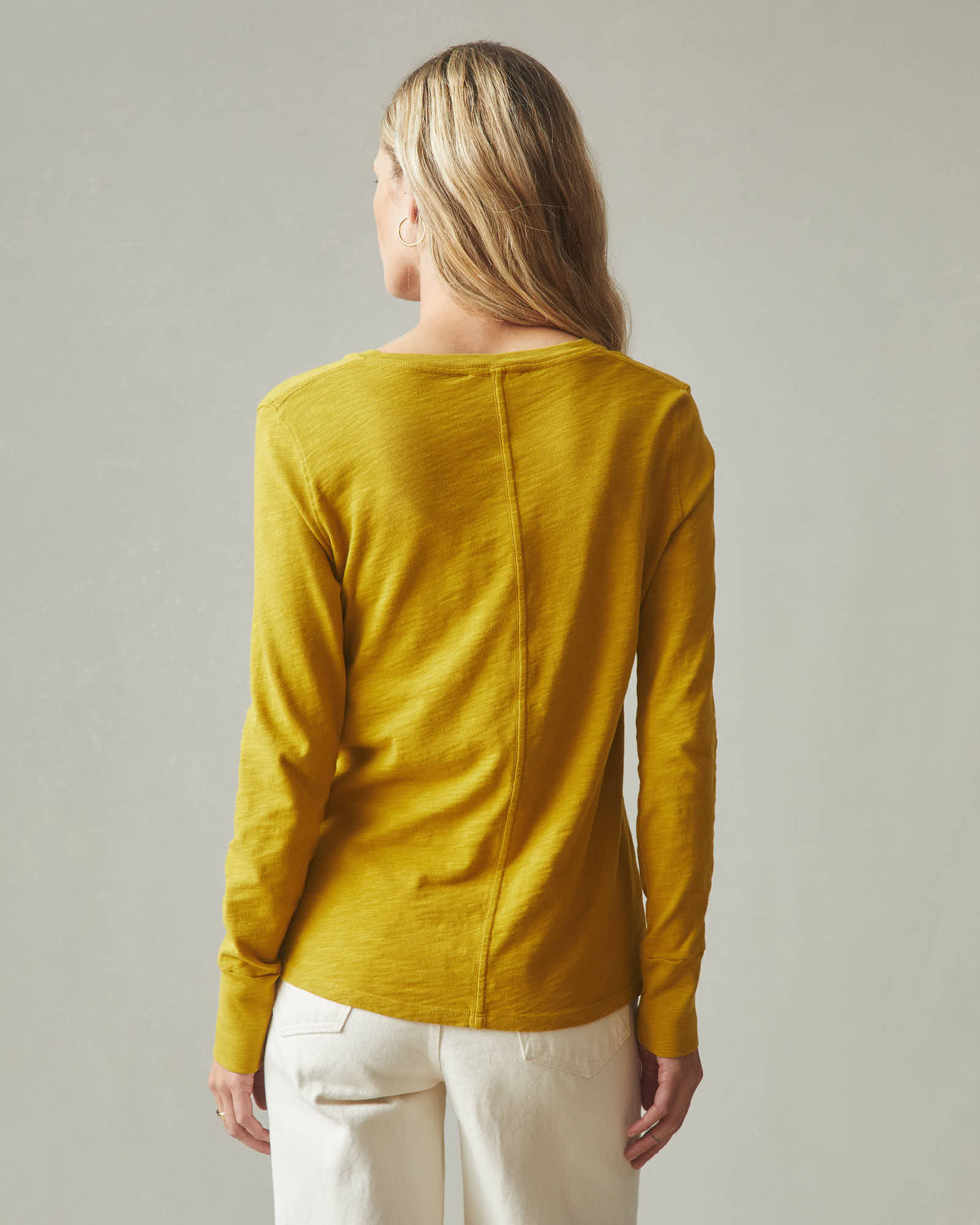 Women's Premium Slub Long Sleeve V-Neck Tee - Golden Palm - Image 4