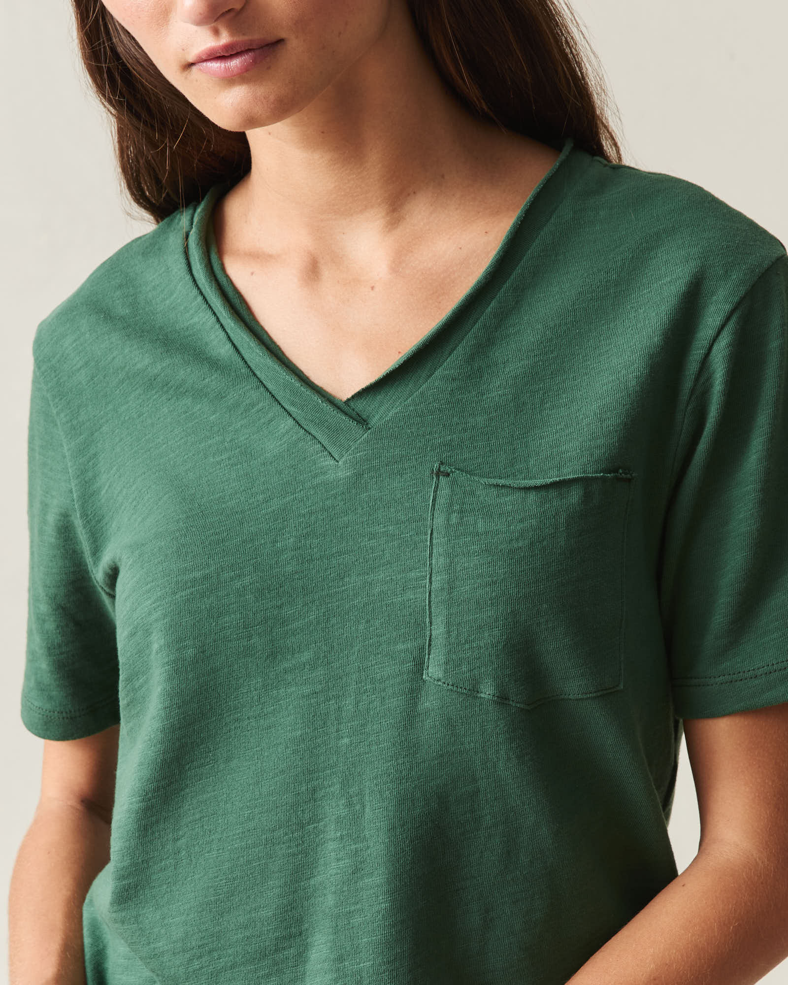 Women's Premium Slub Pocket Tee - Pineneedle - Image 4