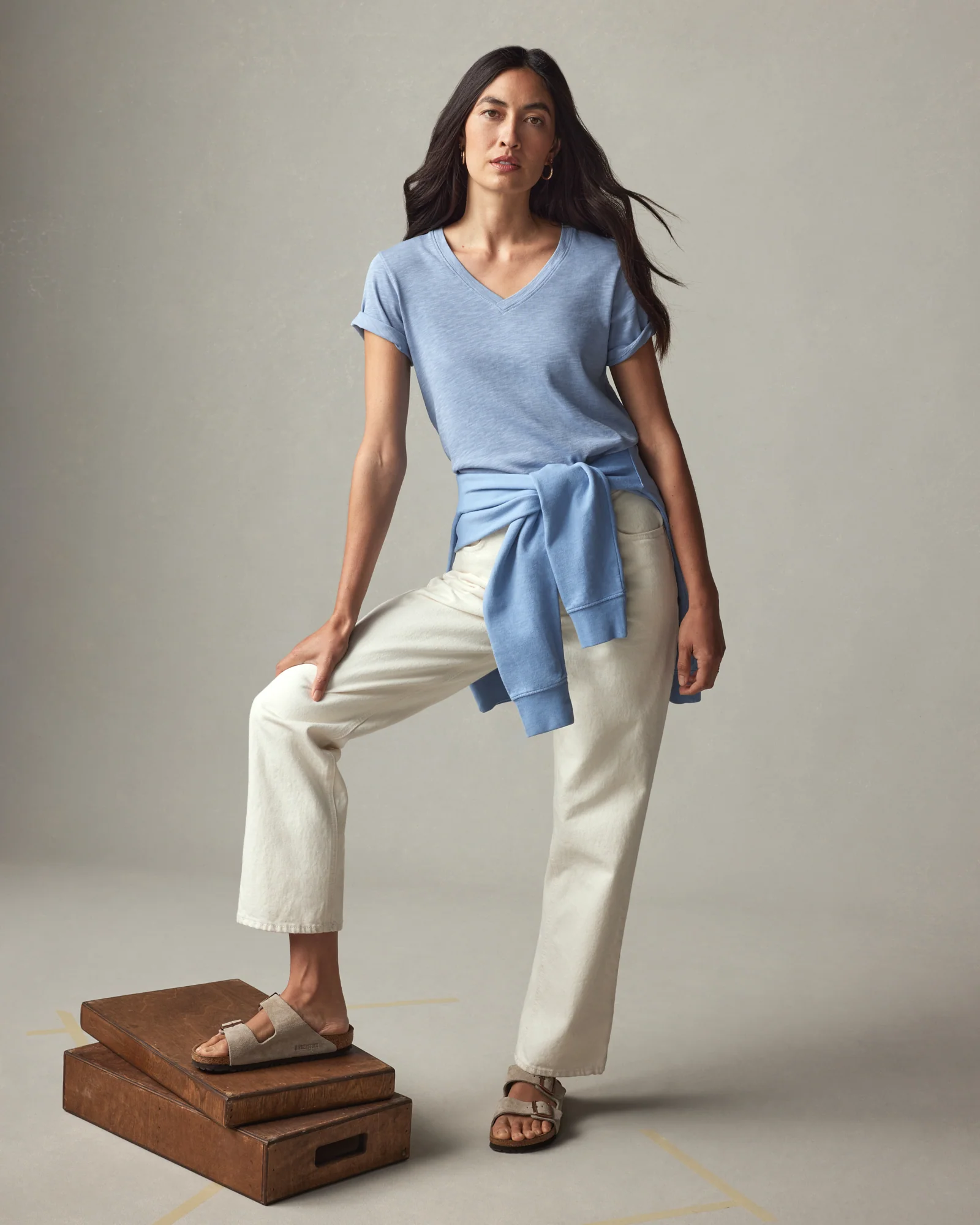 Women's Premium Slub V-Neck Tee - Rain Washed - Image 5